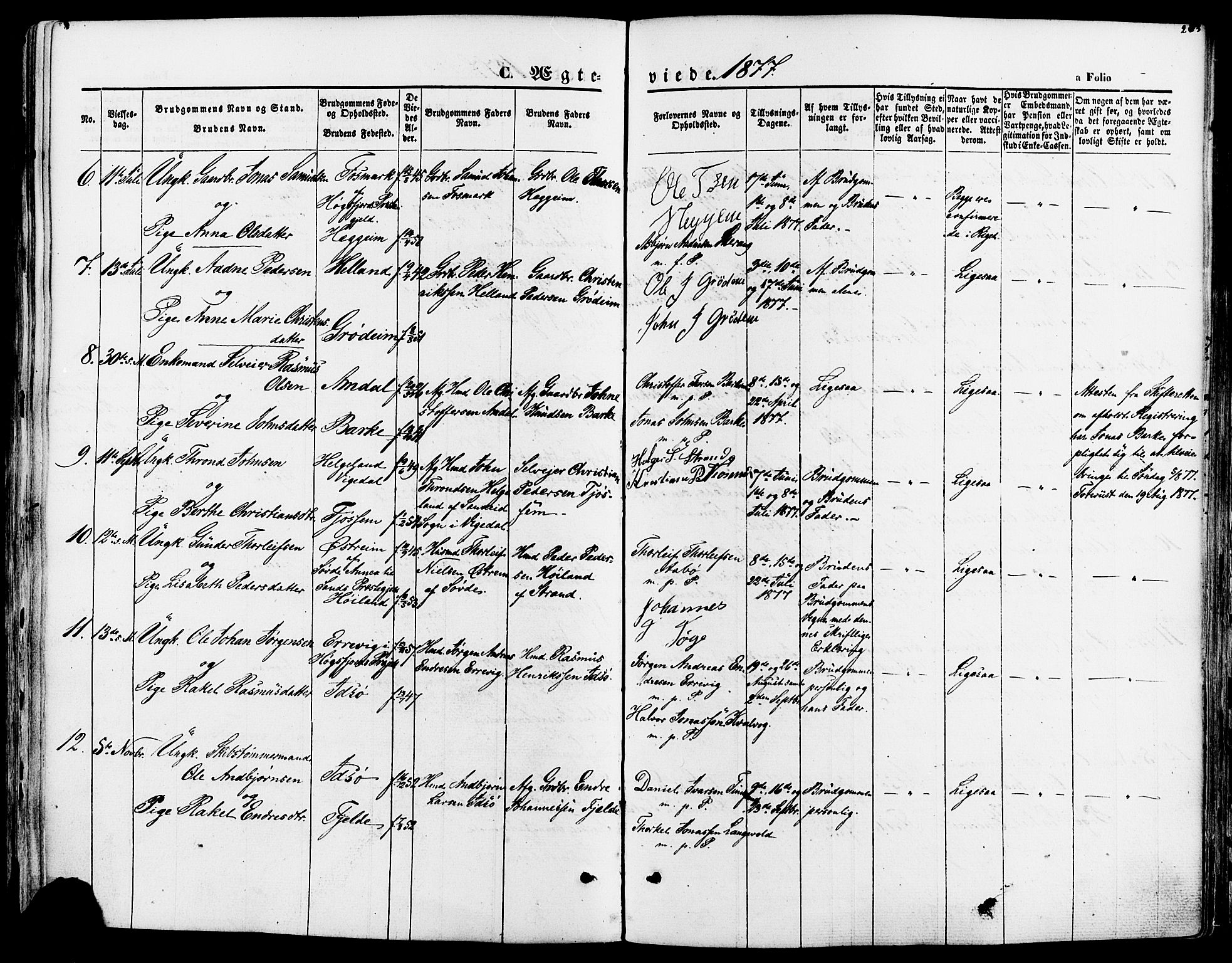 Strand sokneprestkontor, SAST/A-101828/H/Ha/Haa/L0007: Parish register (official) no. A 7, 1855-1881, p. 263