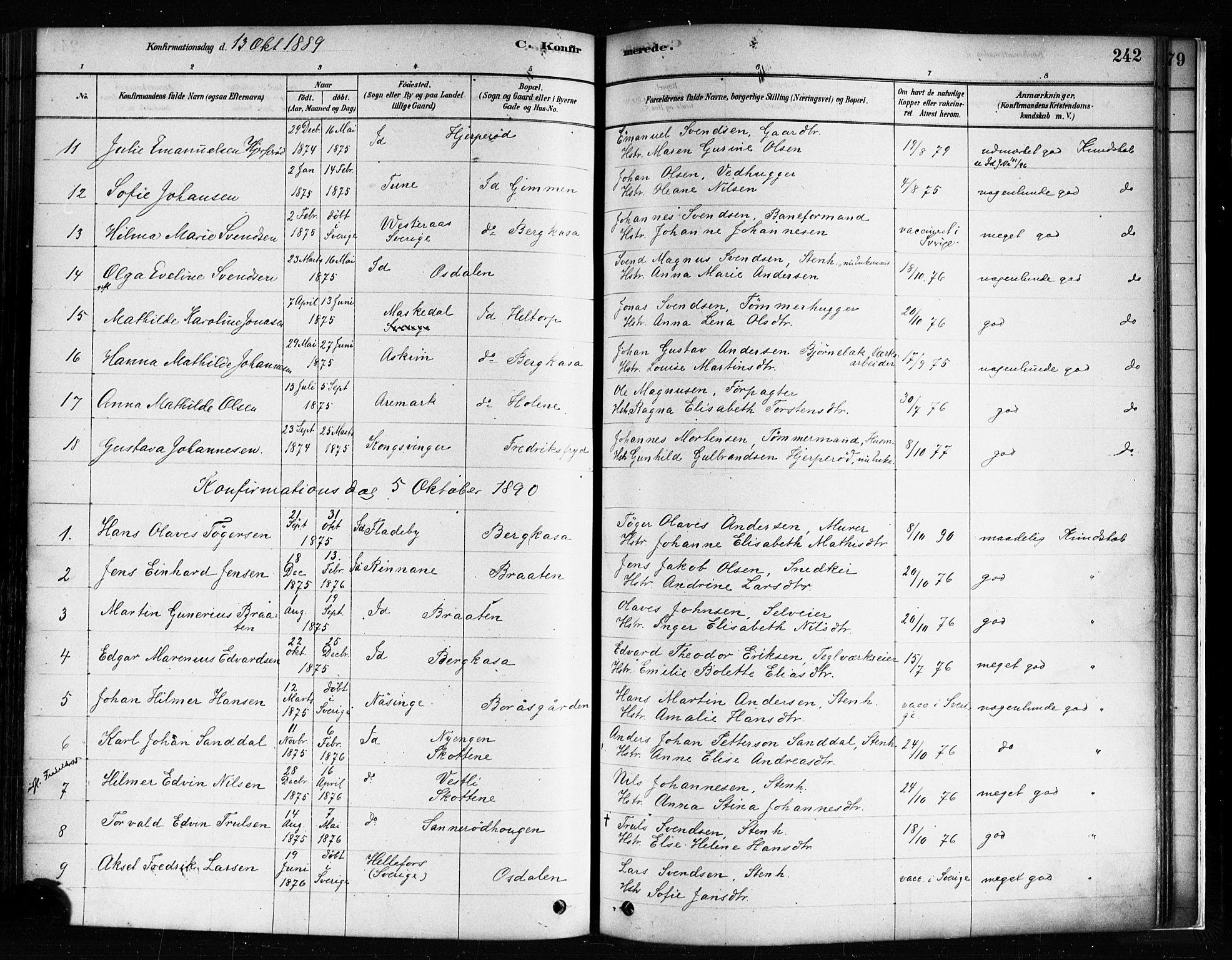 Idd prestekontor Kirkebøker, SAO/A-10911/F/Fc/L0006a: Parish register (official) no. III 6A, 1878-1903, p. 242