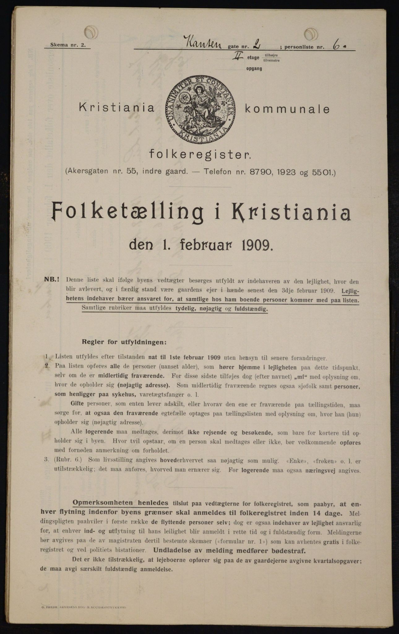 OBA, Municipal Census 1909 for Kristiania, 1909, p. 43961