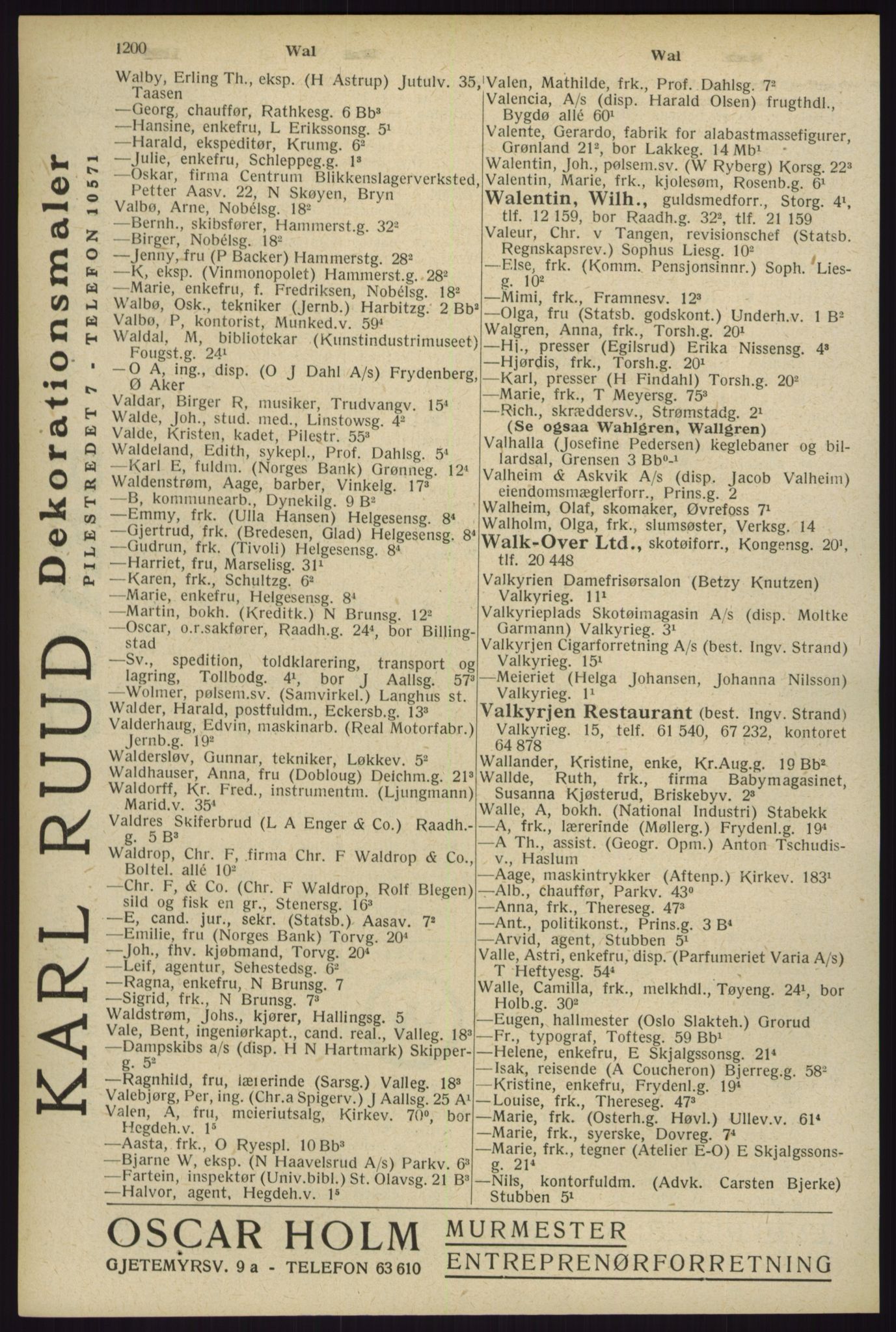 Kristiania/Oslo adressebok, PUBL/-, 1929, p. 1200