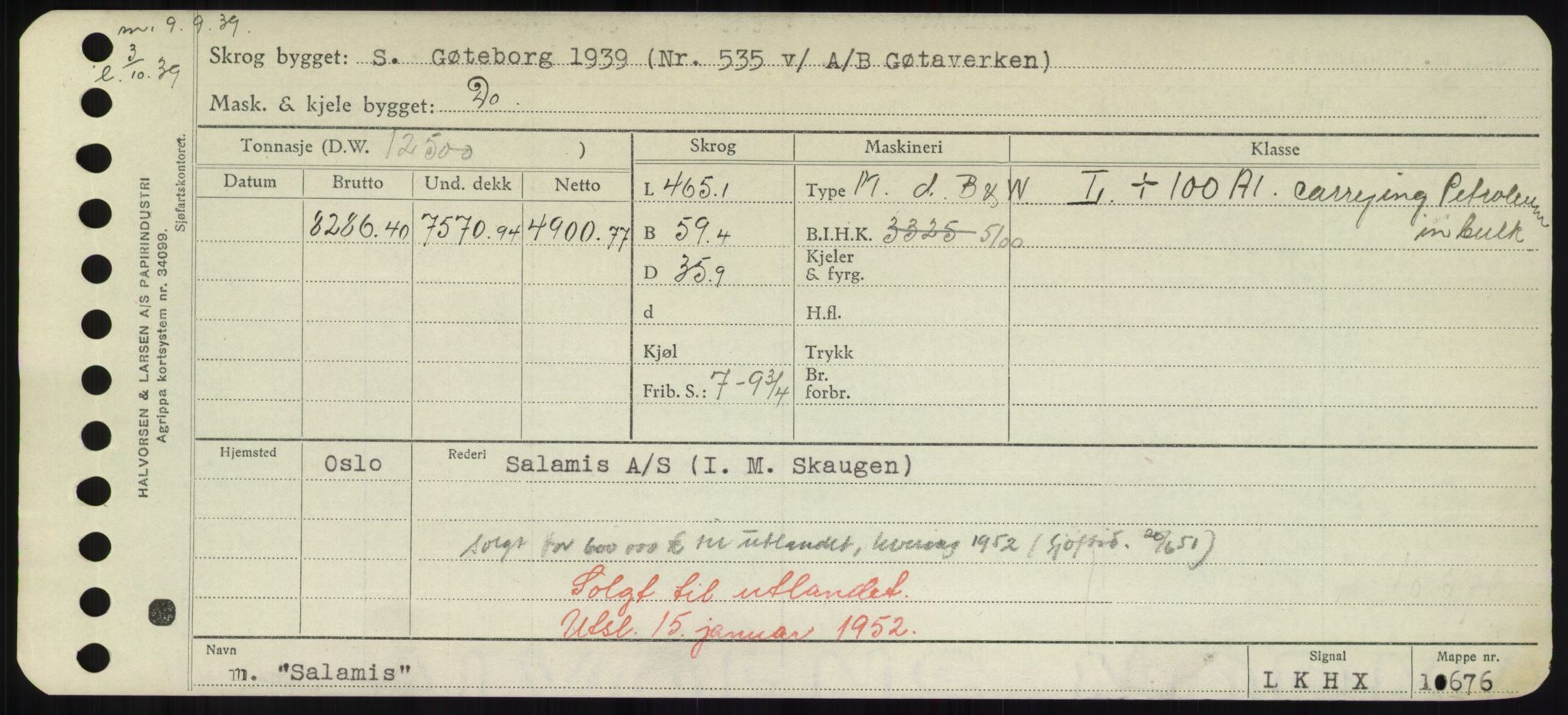 Sjøfartsdirektoratet med forløpere, Skipsmålingen, RA/S-1627/H/Hd/L0031: Fartøy, Rju-Sam, p. 581