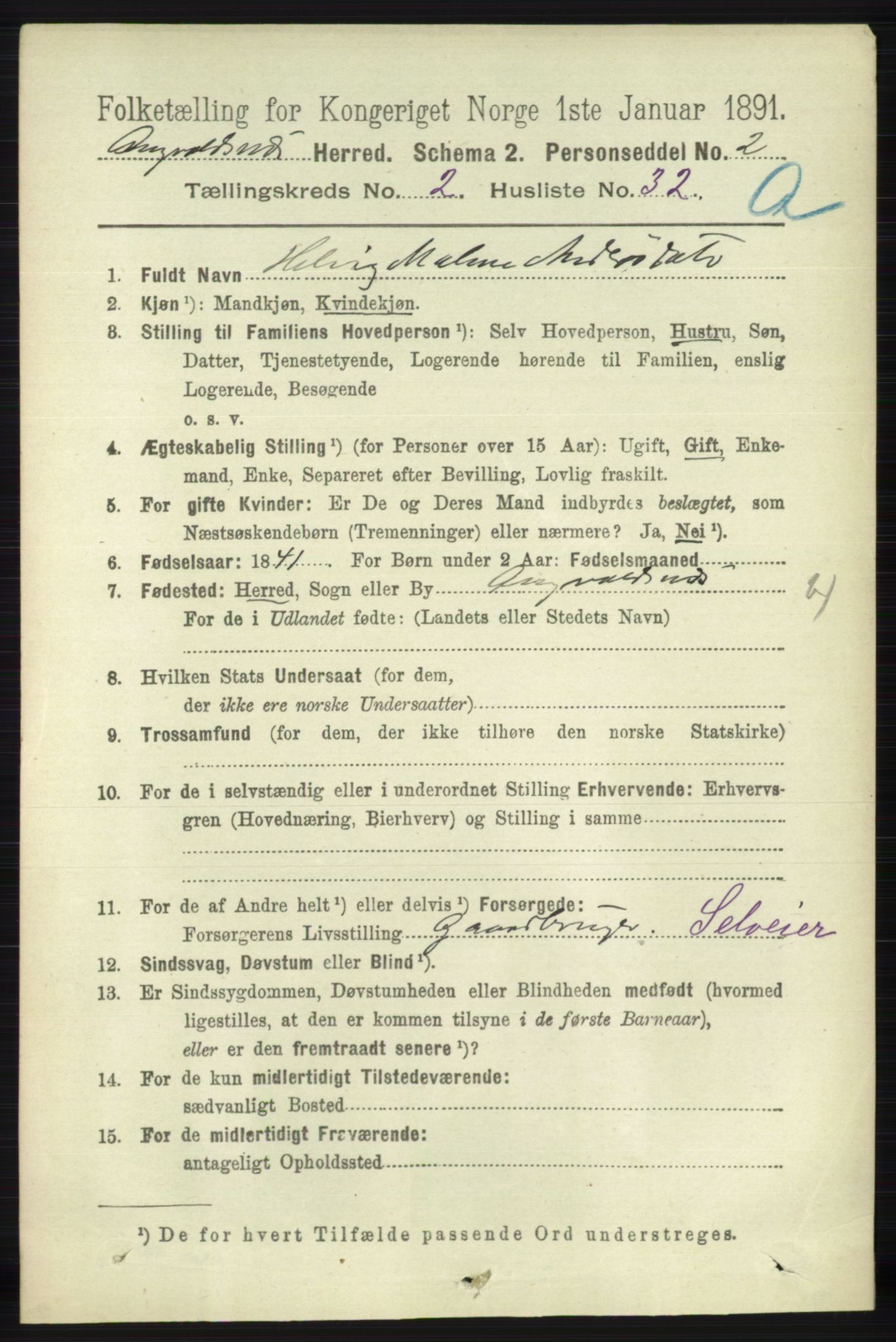 RA, 1891 census for 1147 Avaldsnes, 1891, p. 988