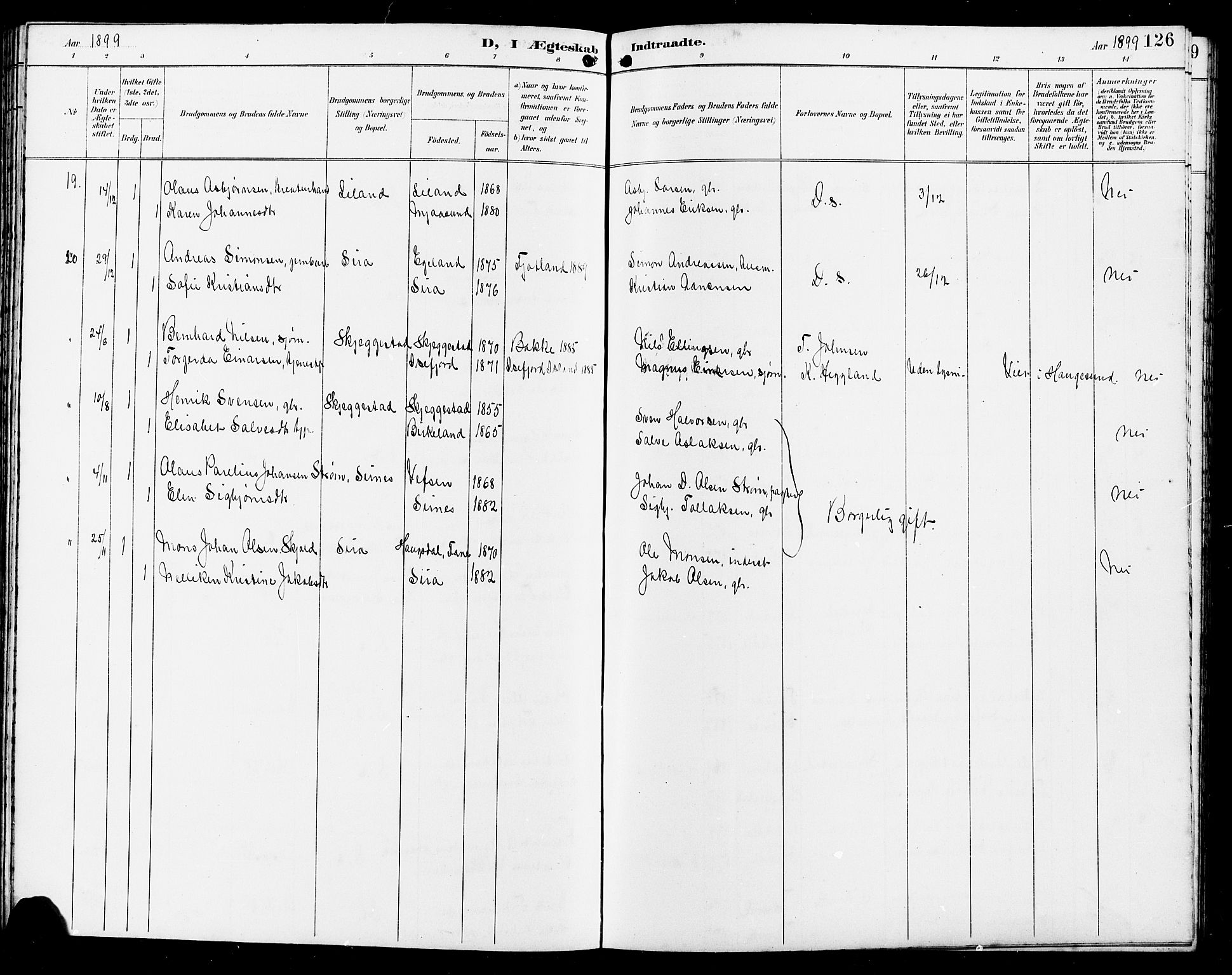 Bakke sokneprestkontor, AV/SAK-1111-0002/F/Fb/Fba/L0003: Parish register (copy) no. B 3, 1894-1910, p. 126