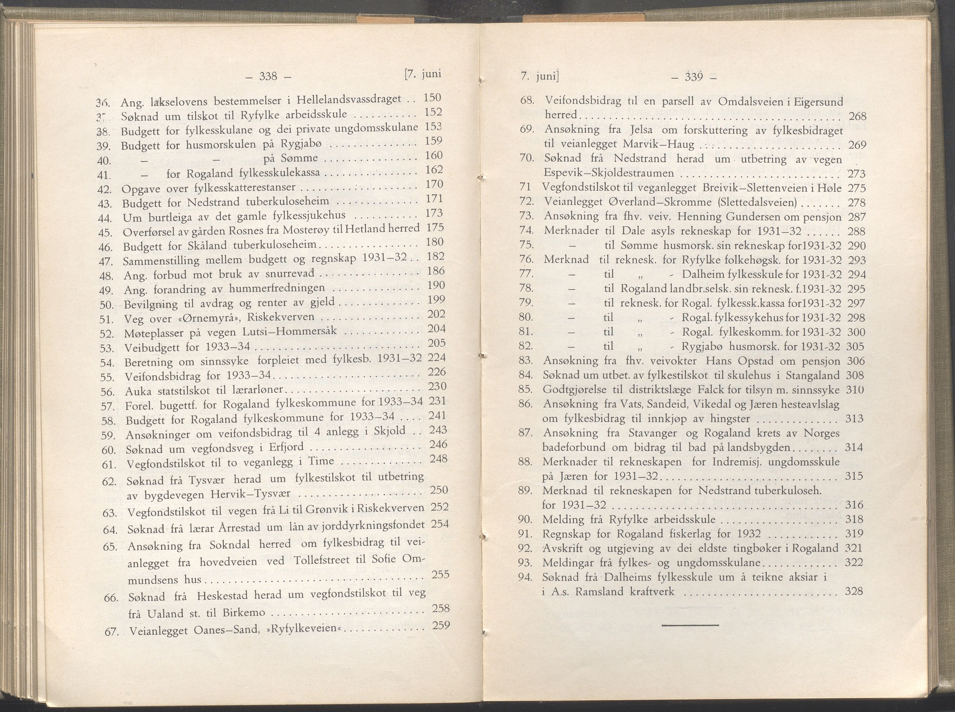 Rogaland fylkeskommune - Fylkesrådmannen , IKAR/A-900/A/Aa/Aaa/L0052: Møtebok , 1933, p. 338-339