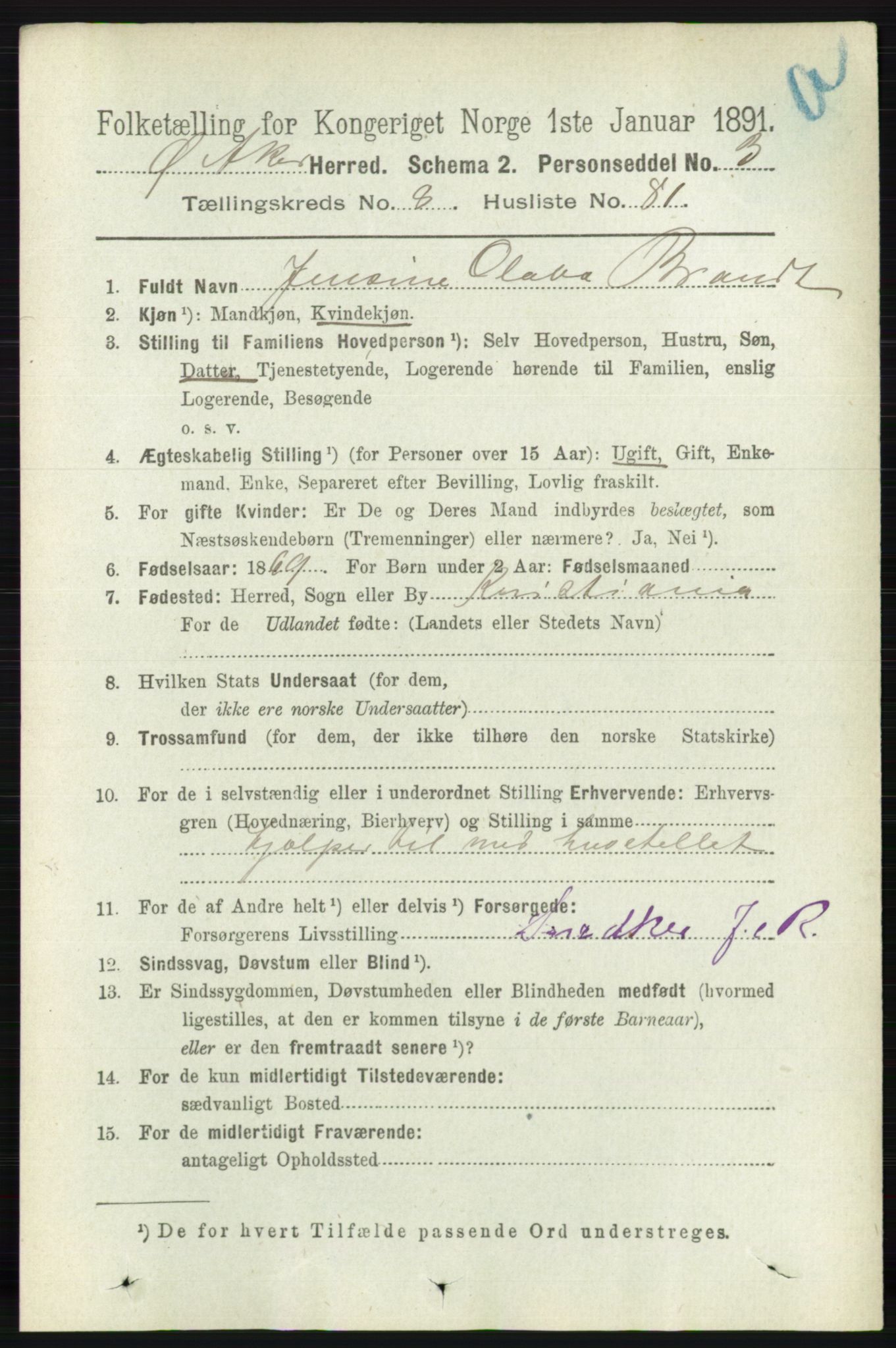 RA, 1891 census for 0218 Aker, 1891, p. 7919