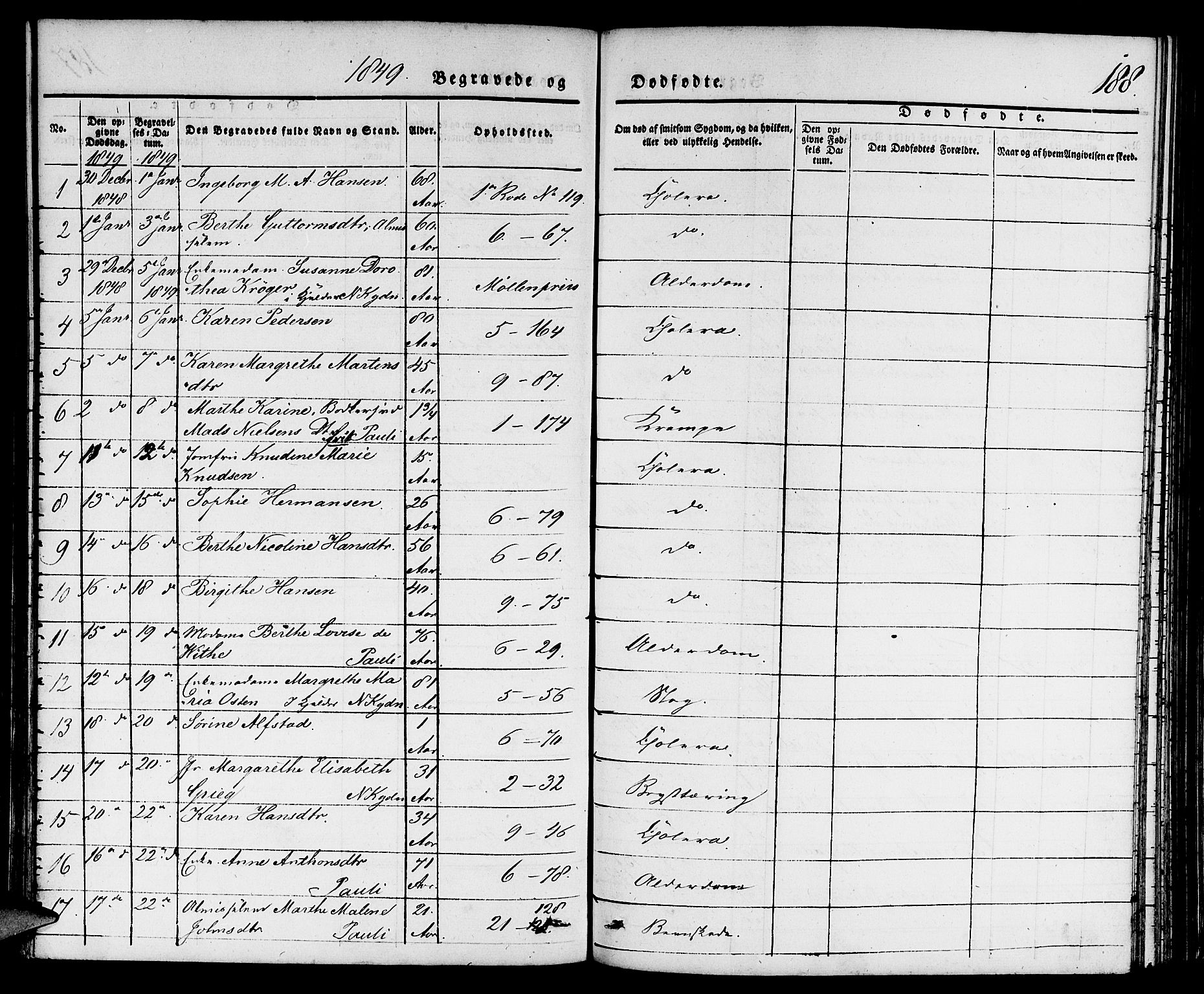 Nykirken Sokneprestembete, SAB/A-77101/H/Hab: Parish register (copy) no. E 1, 1840-1866, p. 188