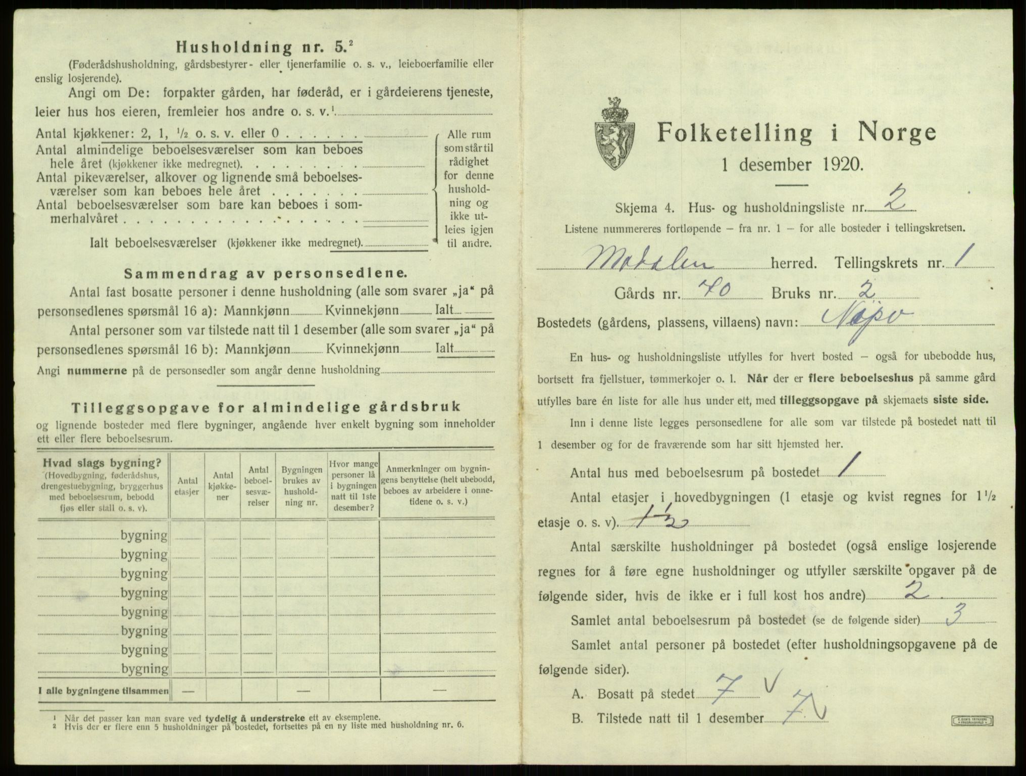 SAB, 1920 census for Modalen, 1920, p. 41