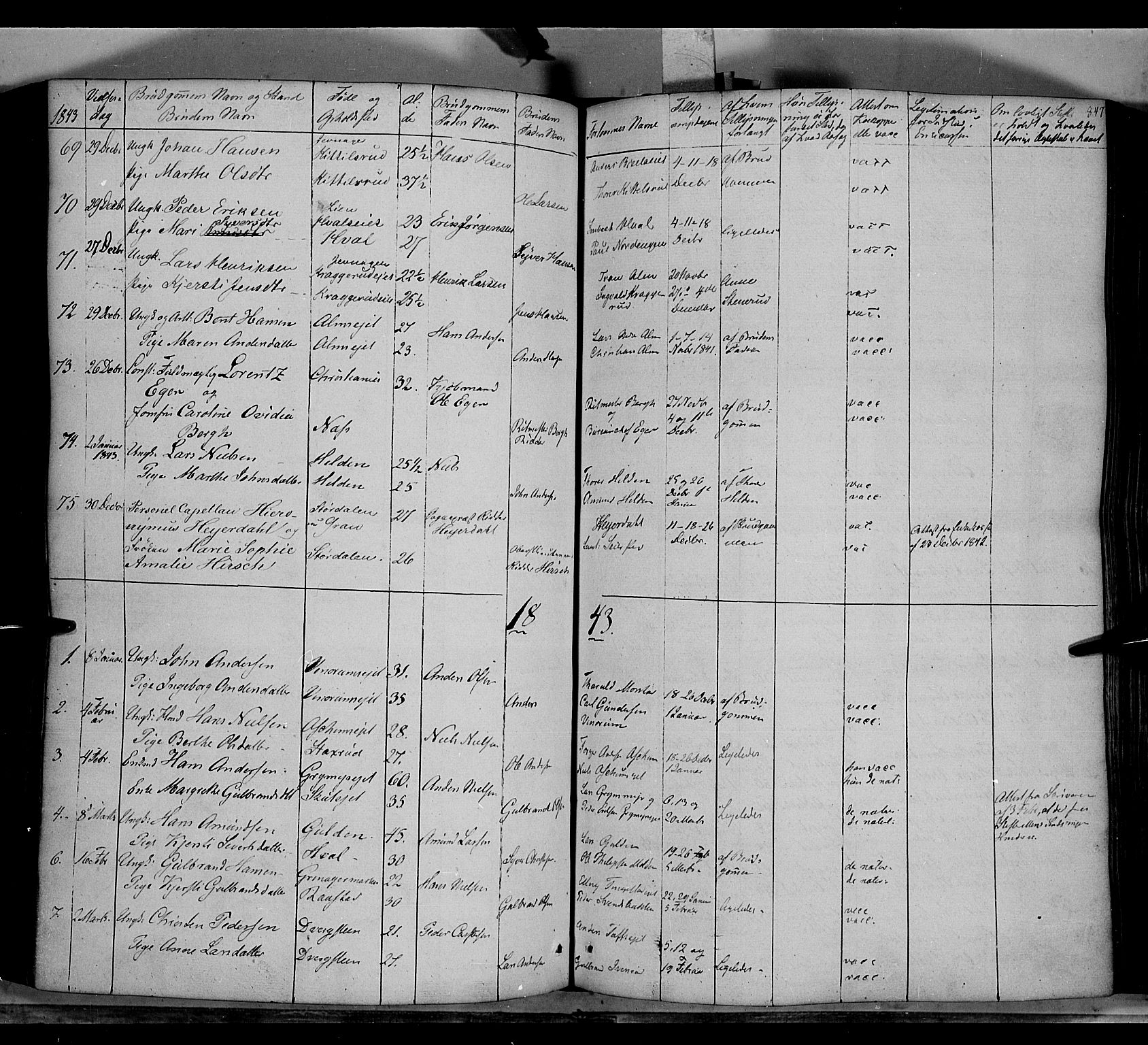 Gran prestekontor, SAH/PREST-112/H/Ha/Haa/L0011: Parish register (official) no. 11, 1842-1856, p. 846-847