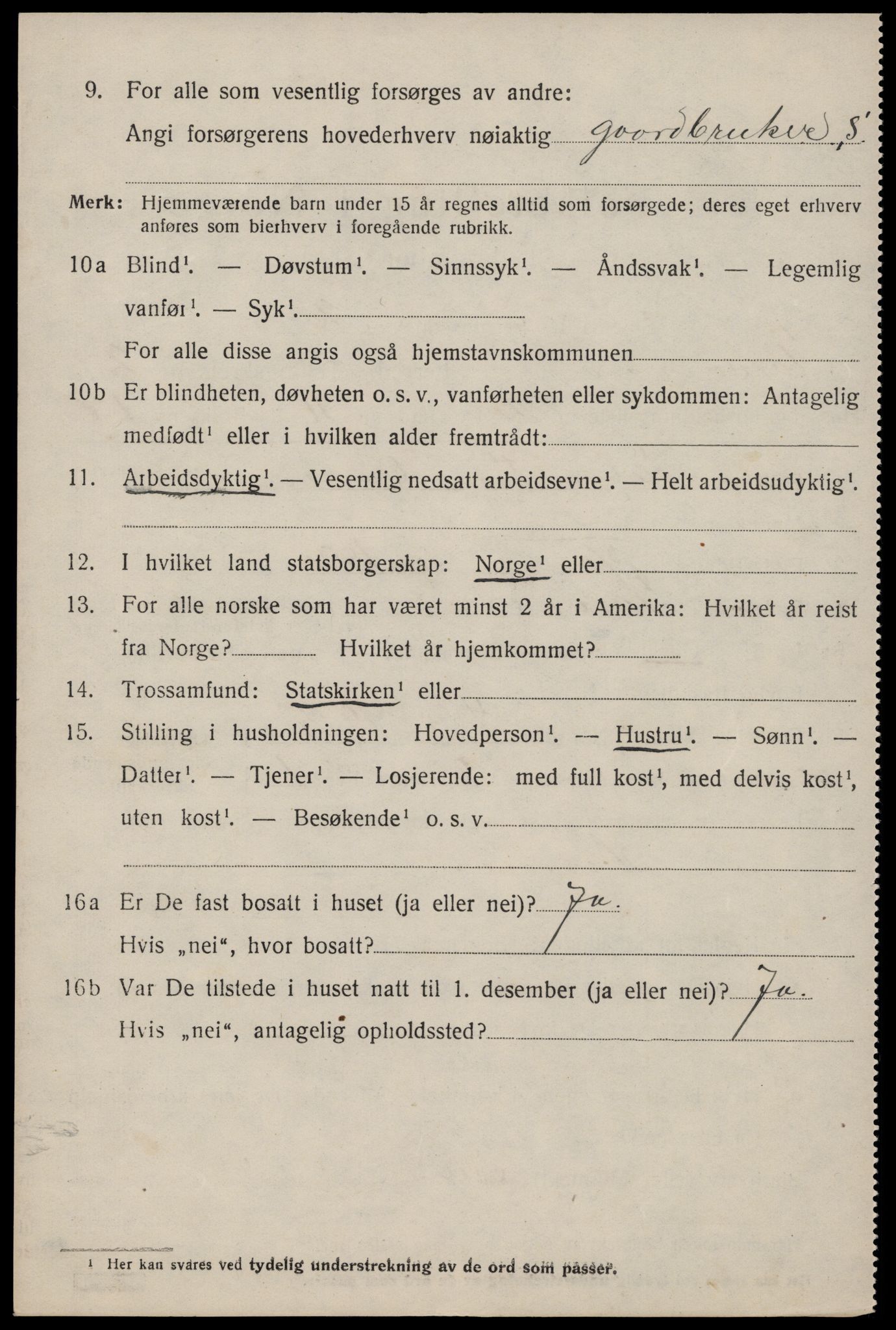 SAST, 1920 census for Torvastad, 1920, p. 1999