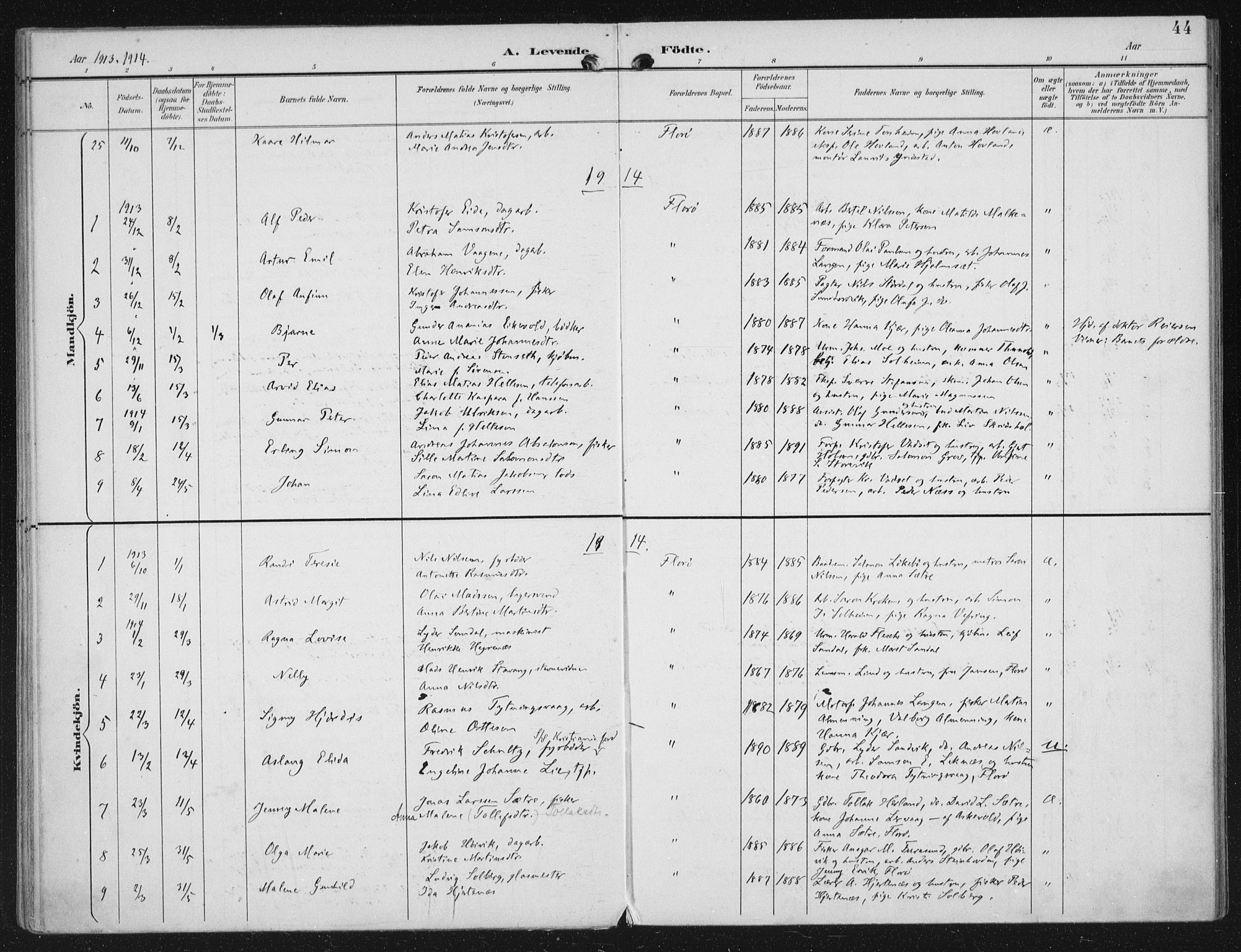 Kinn sokneprestembete, AV/SAB-A-80801/H/Haa/Haac/L0002: Parish register (official) no. C 2, 1895-1916, p. 44