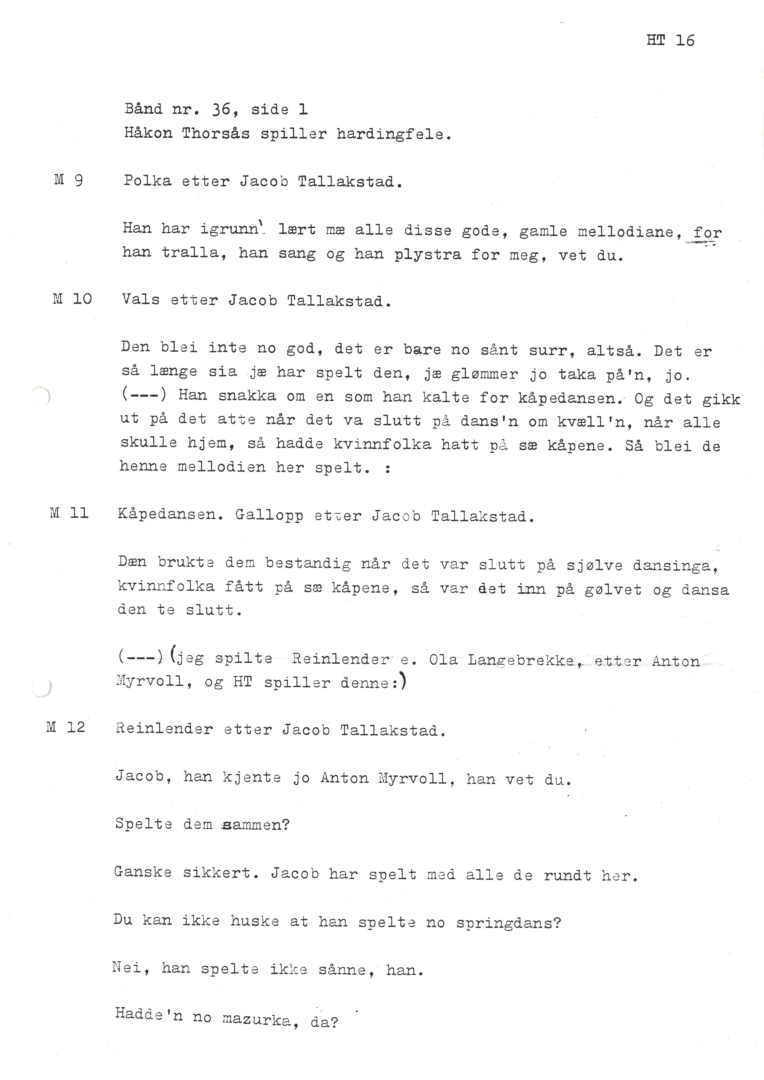 Sa 16 - Folkemusikk fra Vestfold, Gjerdesamlingen, VEMU/A-1868/I/L0001: Informantregister med intervjunedtegnelser, 1979-1986