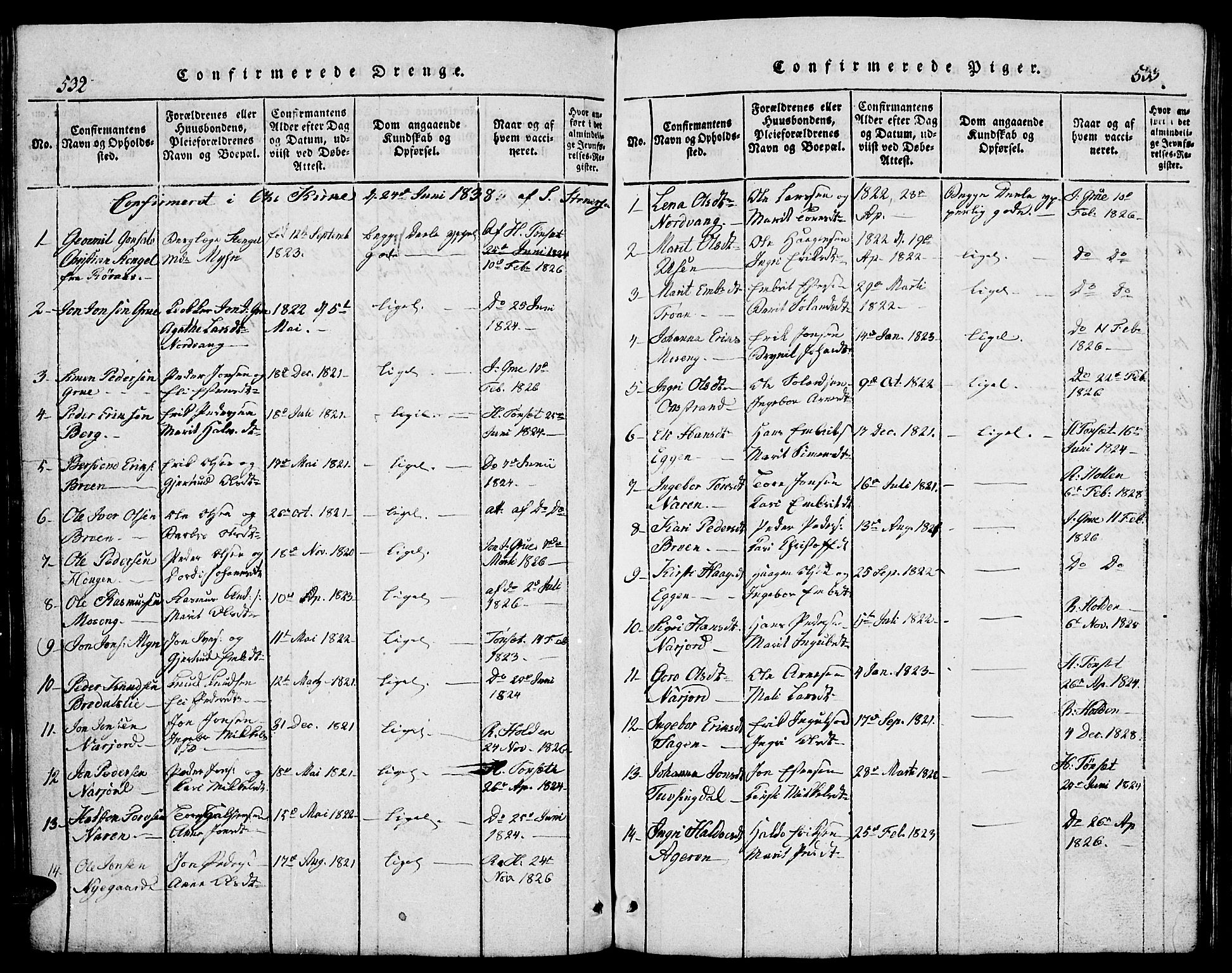 Tolga prestekontor, AV/SAH-PREST-062/L/L0002: Parish register (copy) no. 2, 1815-1844, p. 532-533