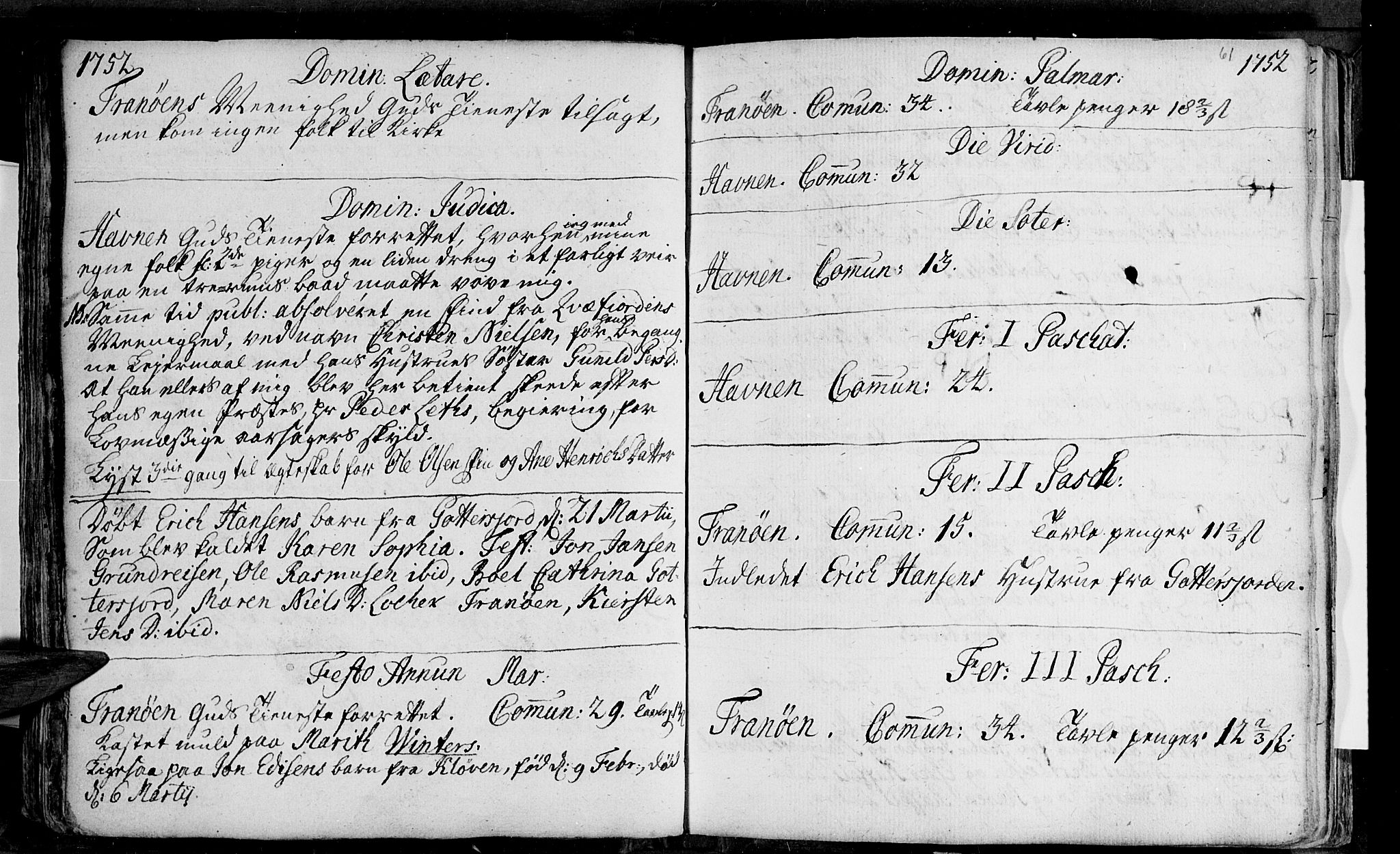 Ibestad sokneprestembete, SATØ/S-0077/H/Ha/Haa/L0001kirke: Parish register (official) no. 1, 1744-1757, p. 61