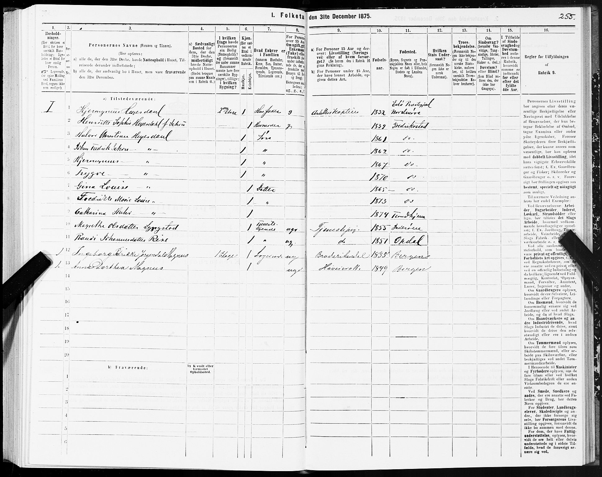 SAT, 1875 census for 1601 Trondheim, 1875, p. 2255