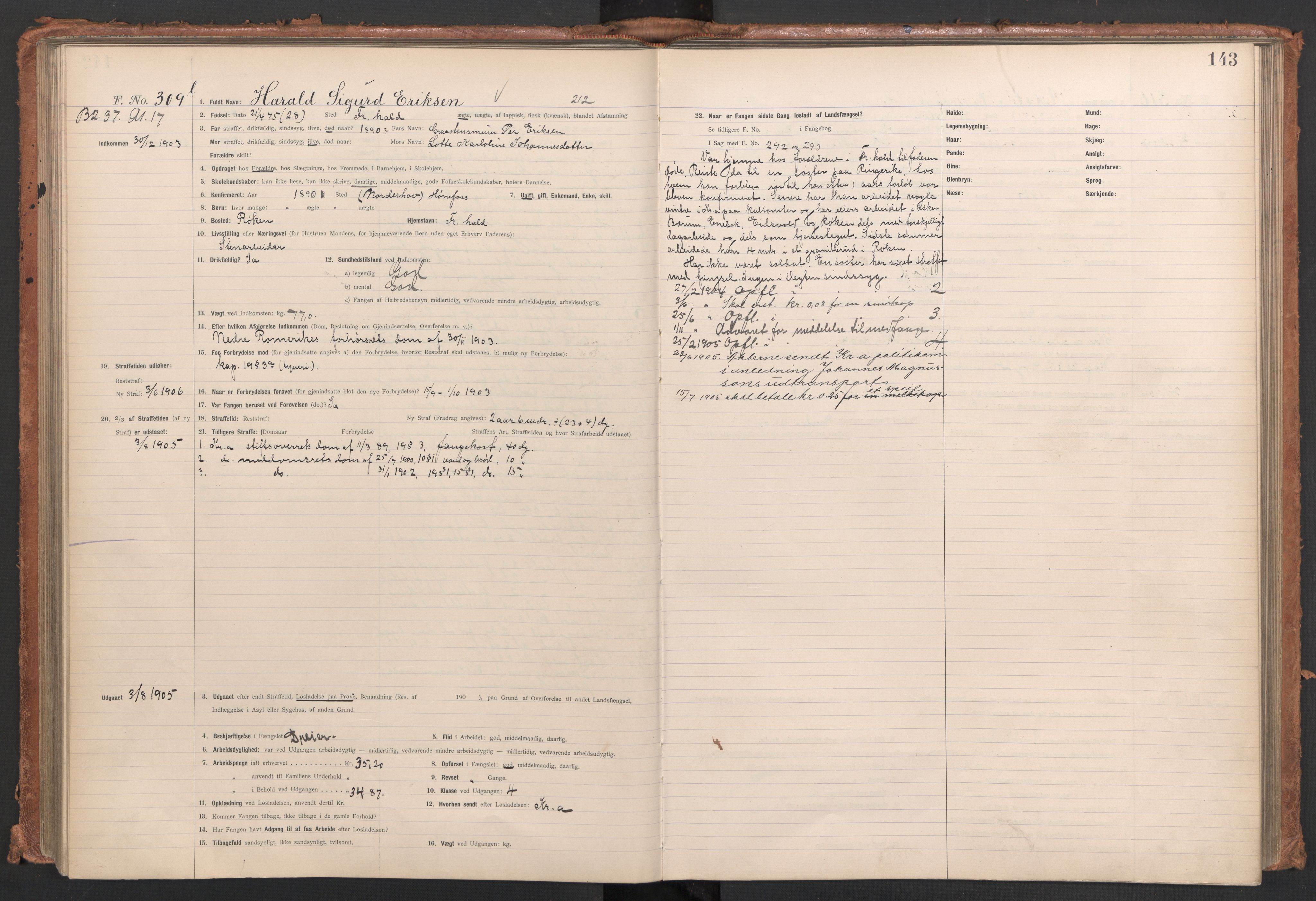Botsfengslet, AV/RA-S-1539/D/Db/Dbb/L0038: 167l - 478l, 1903-1904, p. 143