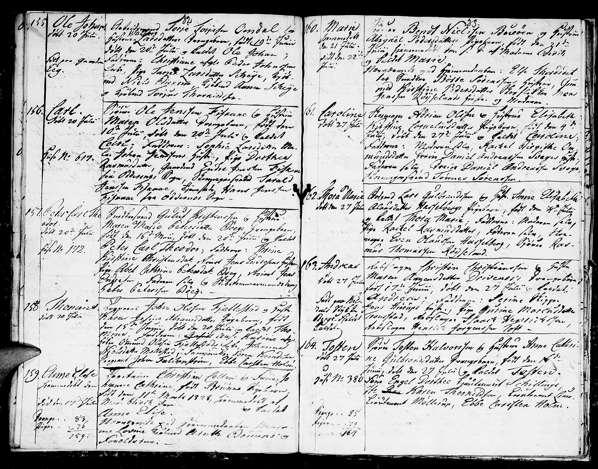 Kristiansand domprosti, SAK/1112-0006/F/Fb/L0005: Parish register (copy) no. B 5, 1827-1828, p. 32-33