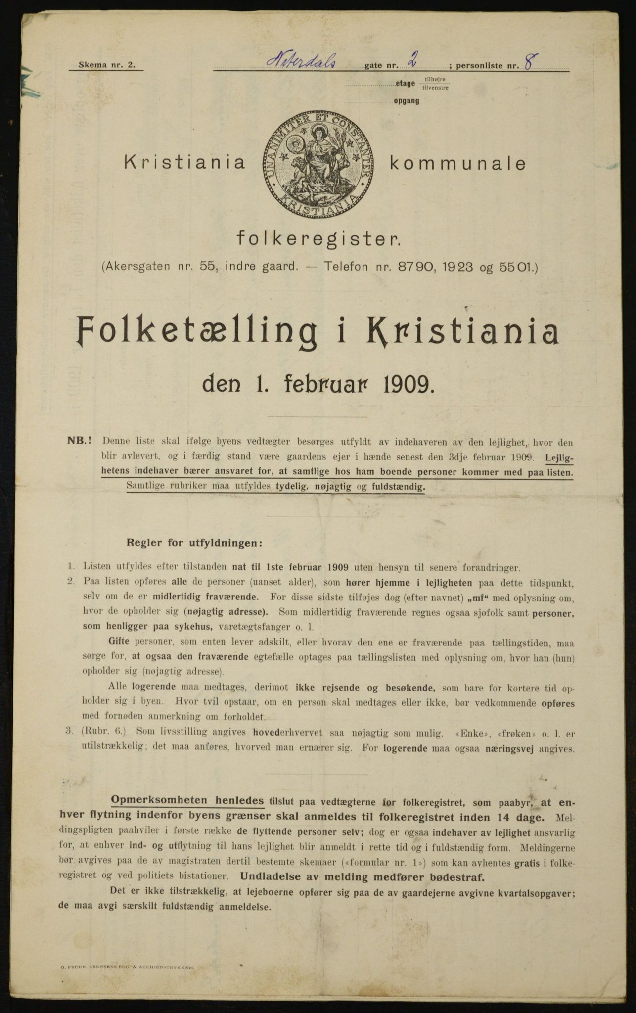 OBA, Municipal Census 1909 for Kristiania, 1909, p. 64425