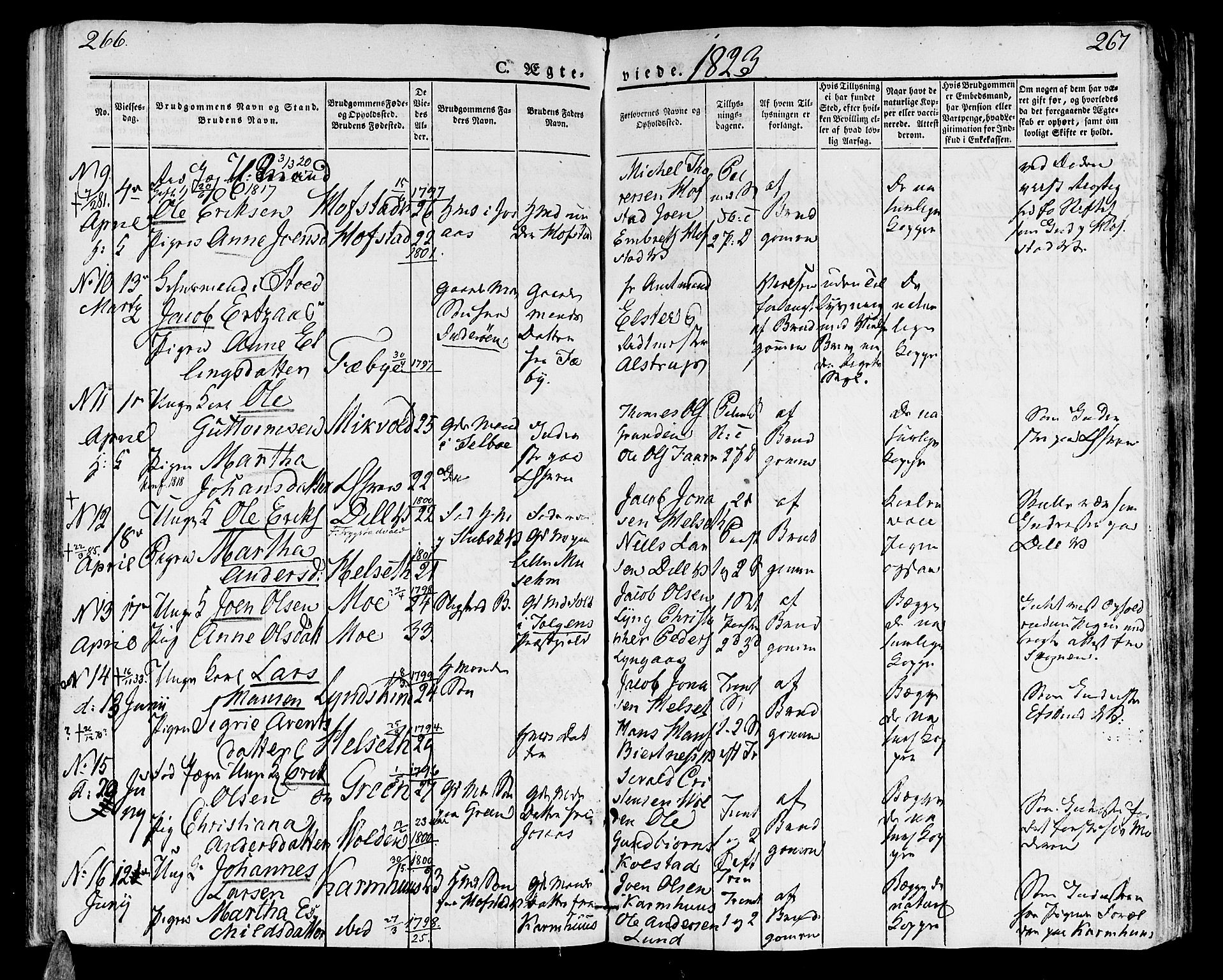 Ministerialprotokoller, klokkerbøker og fødselsregistre - Nord-Trøndelag, SAT/A-1458/723/L0237: Parish register (official) no. 723A06, 1822-1830, p. 266-267