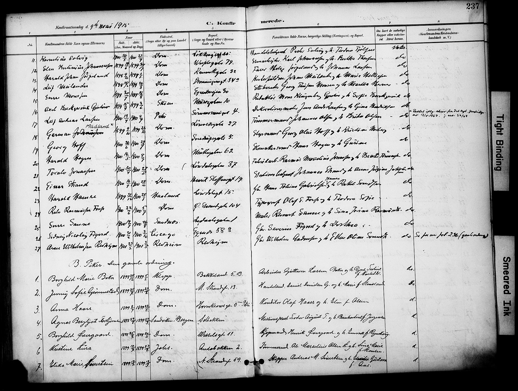 Domkirken sokneprestkontor, SAST/A-101812/001/30/30BA/L0031: Parish register (official) no. A 30, 1896-1916, p. 237