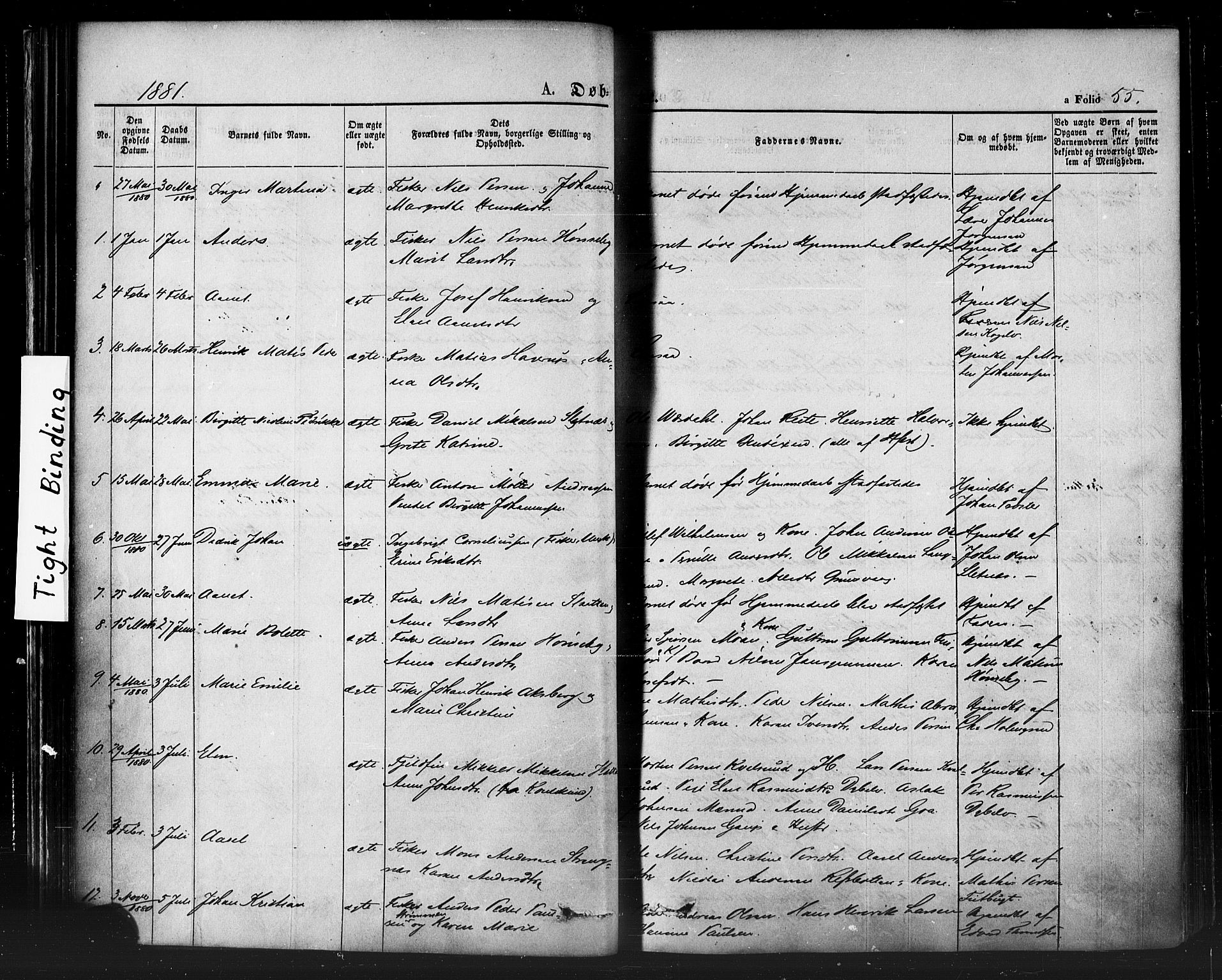 Hammerfest sokneprestkontor, SATØ/S-1347/H/Ha/L0007.kirke: Parish register (official) no. 7, 1869-1884, p. 55