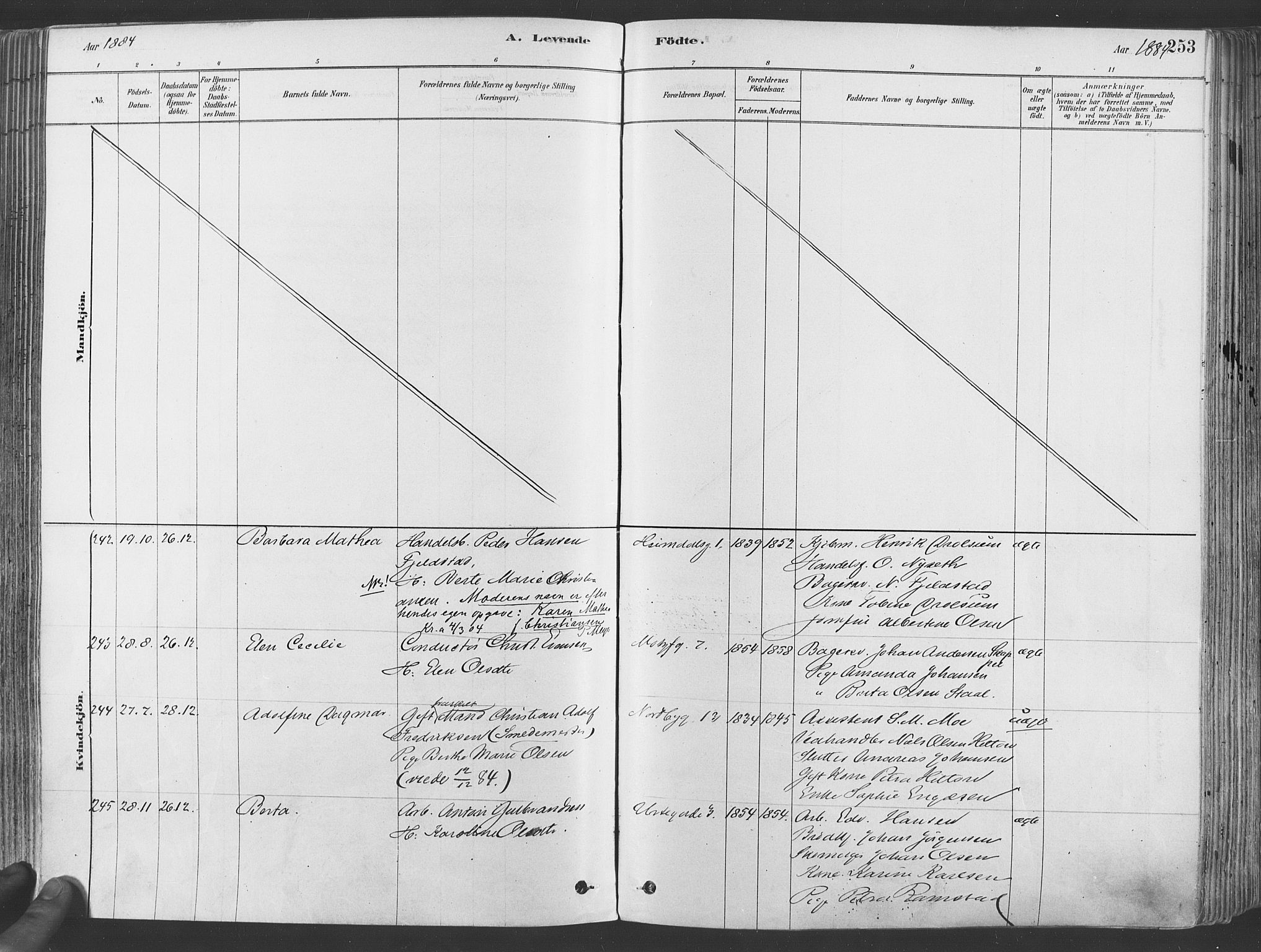 Grønland prestekontor Kirkebøker, AV/SAO-A-10848/F/Fa/L0007: Parish register (official) no. 7, 1878-1888, p. 253