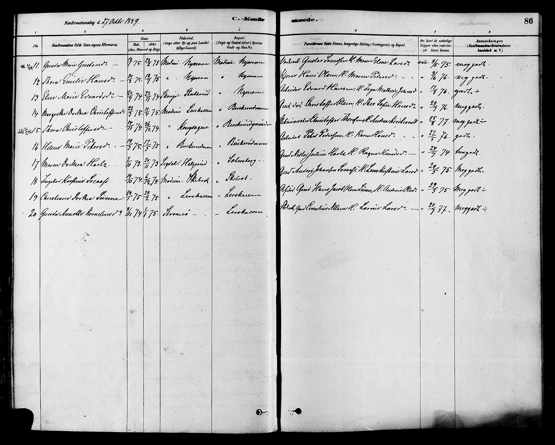 Modum kirkebøker, AV/SAKO-A-234/F/Fa/L0015: Parish register (official) no. 15 /1, 1877-1889, p. 86