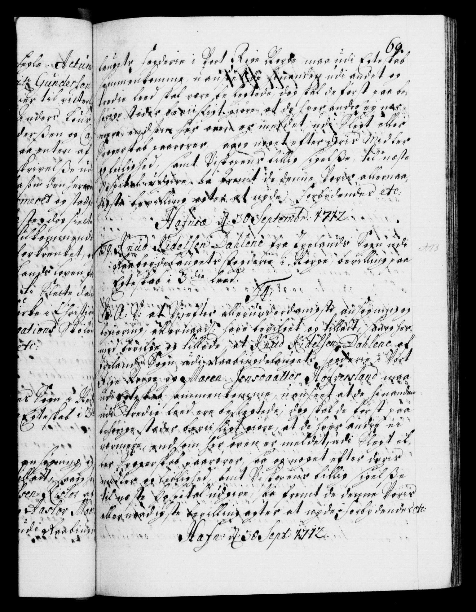 Danske Kanselli 1572-1799, AV/RA-EA-3023/F/Fc/Fca/Fcaa/L0021: Norske registre, 1712-1715, p. 69a