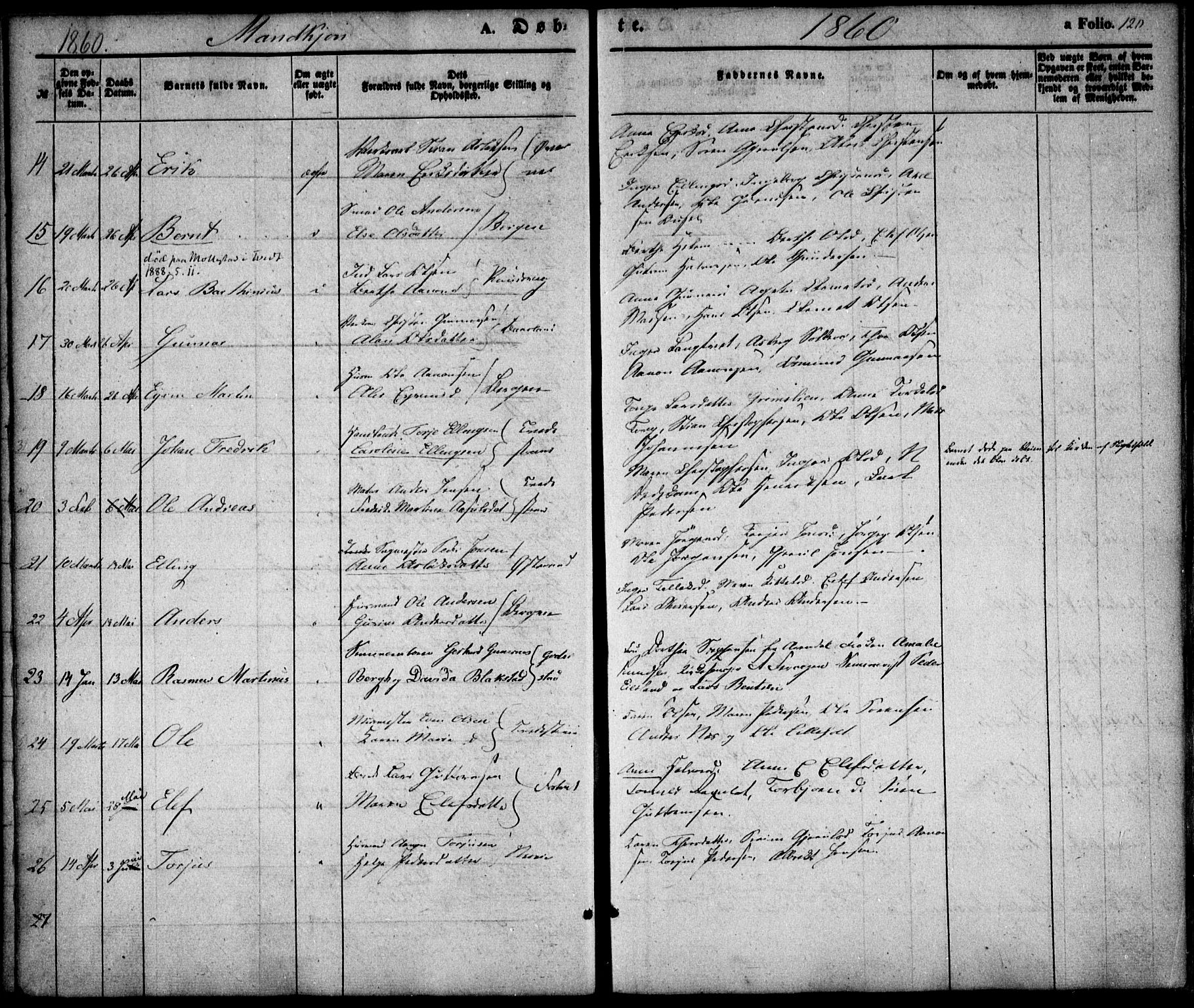 Holt sokneprestkontor, AV/SAK-1111-0021/F/Fa/L0008: Parish register (official) no. A 8, 1849-1860, p. 120