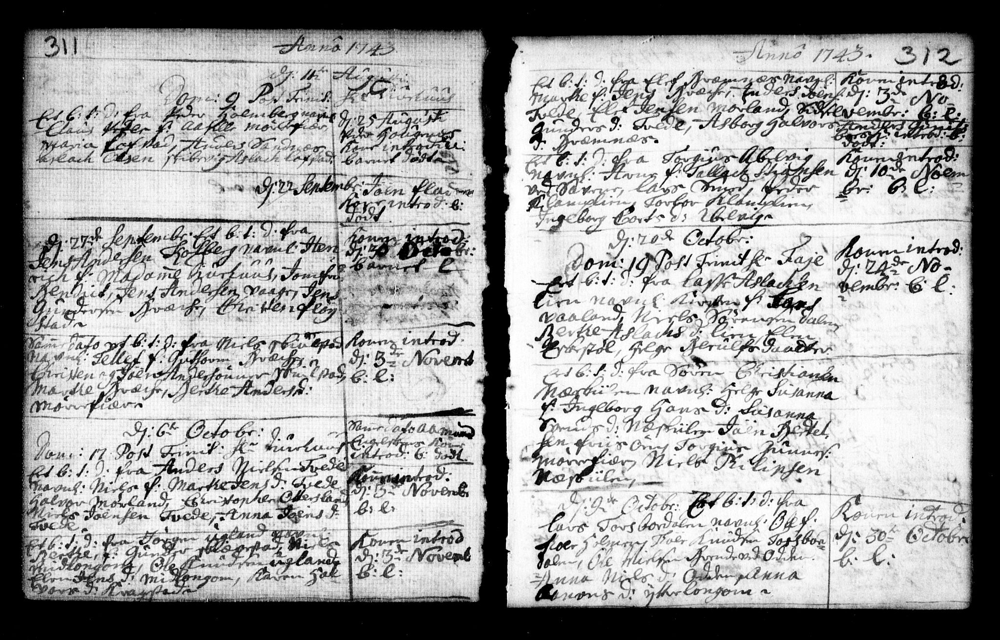 Holt sokneprestkontor, AV/SAK-1111-0021/F/Fa/L0002: Parish register (official) no. A 2, 1739-1753, p. 311-312