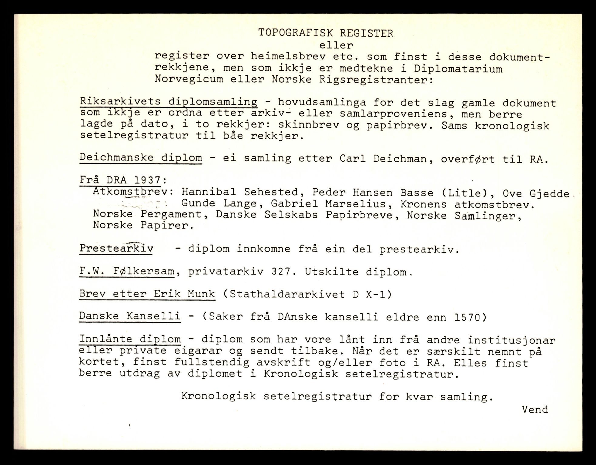 Riksarkivets registre til utrykte diplomer, RA/FIKTIV-001/A/10: Oppland - Gudbrandsdalen fra Fron og sørover, 1400-1700, p. 1