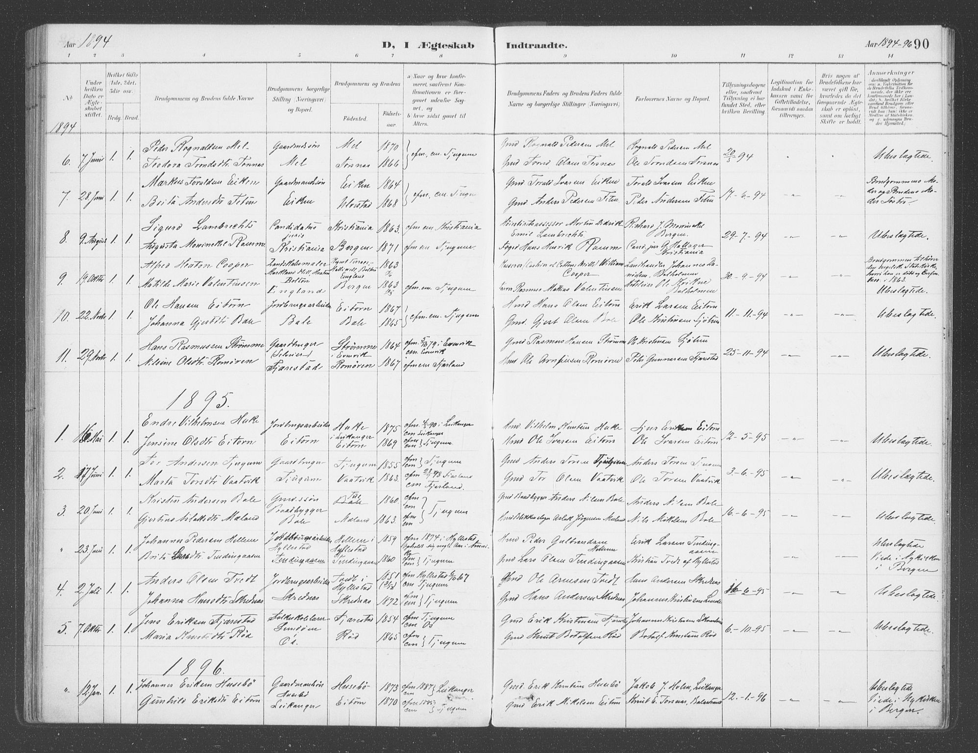 Balestrand sokneprestembete, SAB/A-79601/H/Haa/Haab/L0001: Parish register (official) no. B  1, 1889-1910, p. 90