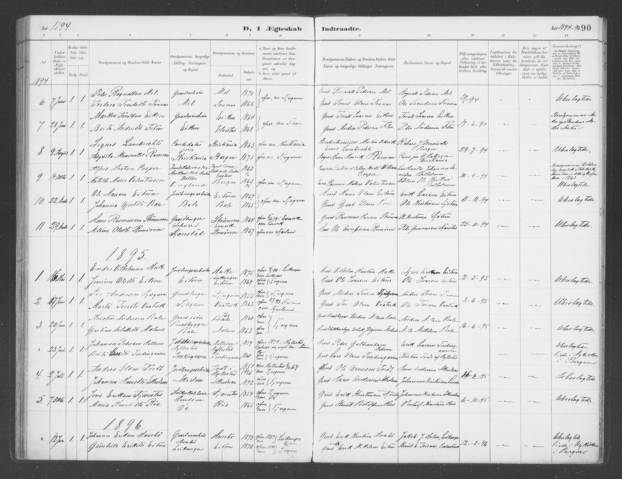 Balestrand sokneprestembete, AV/SAB-A-79601/H/Haa/Haab/L0001: Parish register (official) no. B  1, 1889-1910, p. 90