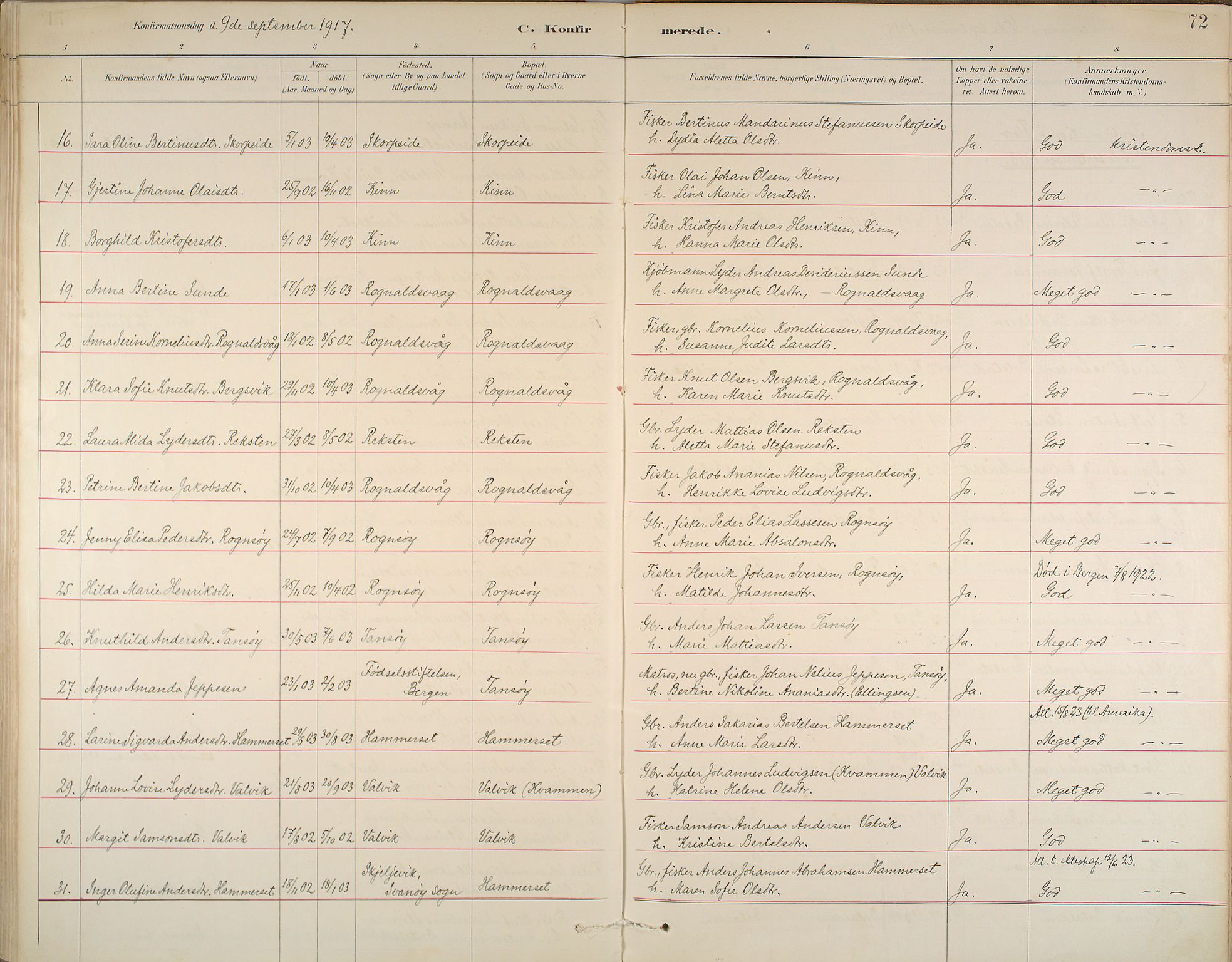 Kinn sokneprestembete, AV/SAB-A-80801/H/Haa/Haab/L0006: Parish register (official) no. B 6, 1883-1925, p. 72