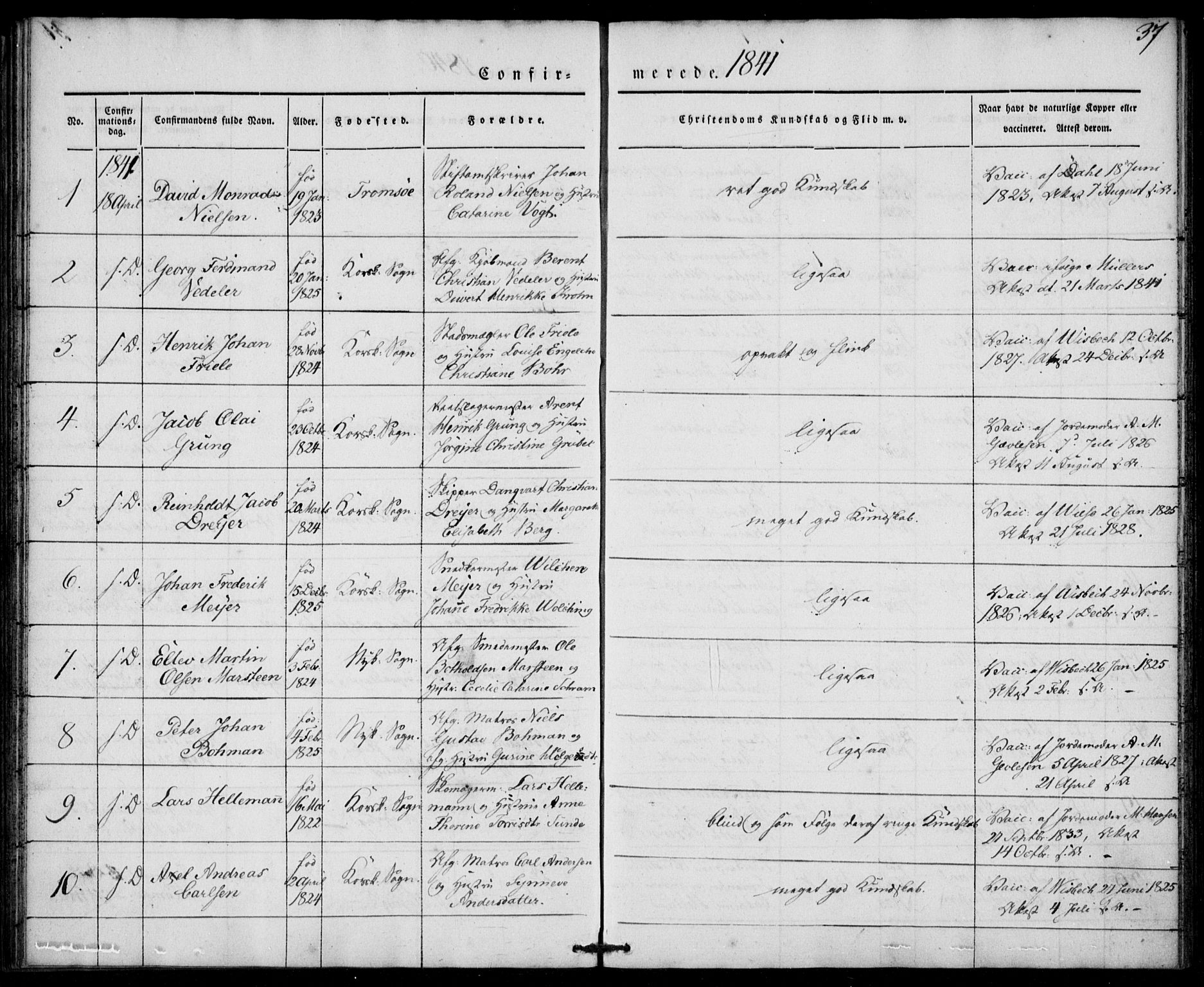 Korskirken sokneprestembete, SAB/A-76101/H/Haa/L0025: Parish register (official) no. C 1, 1836-1842, p. 37