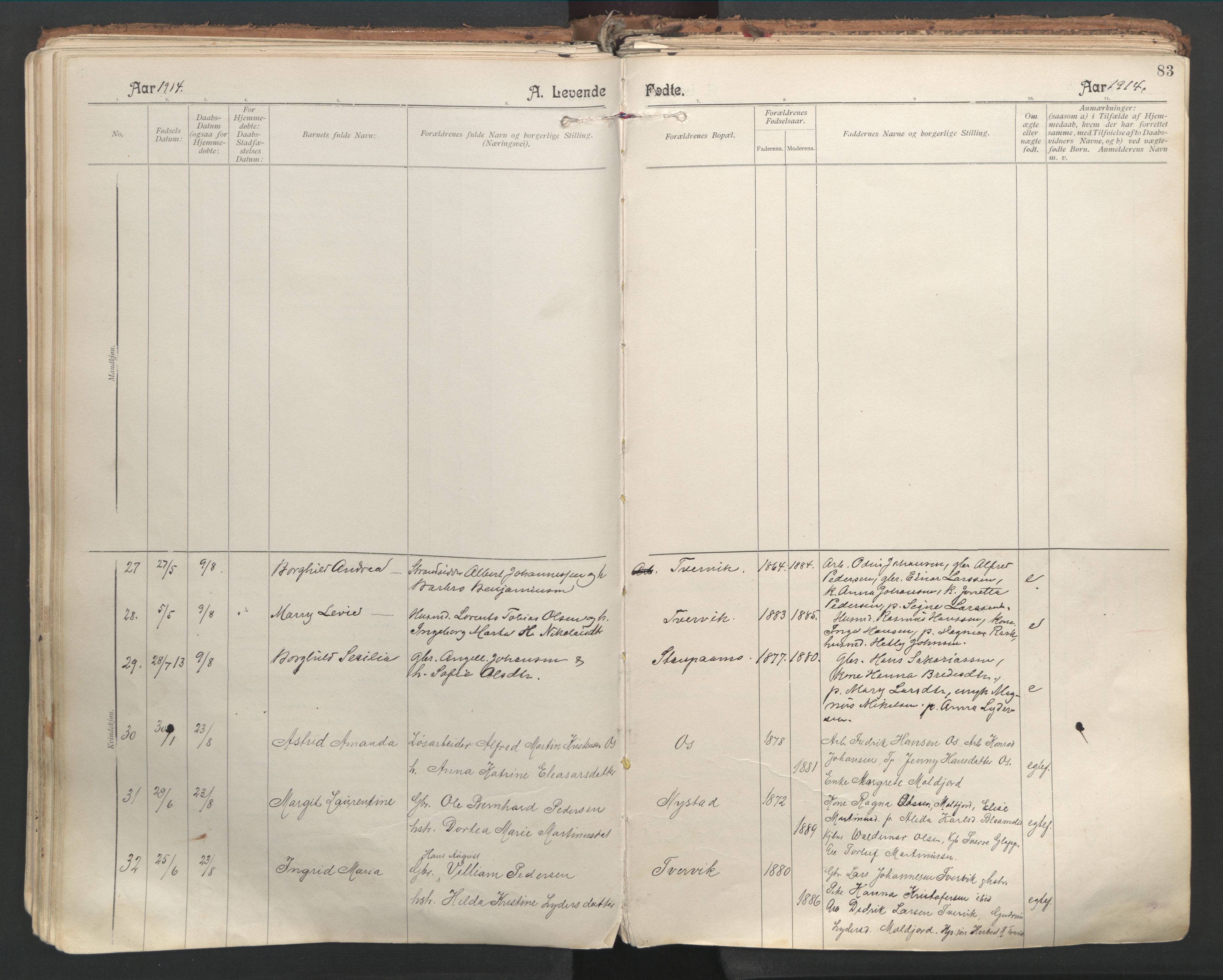 Ministerialprotokoller, klokkerbøker og fødselsregistre - Nordland, SAT/A-1459/846/L0647: Parish register (official) no. 846A05, 1902-1915, p. 83