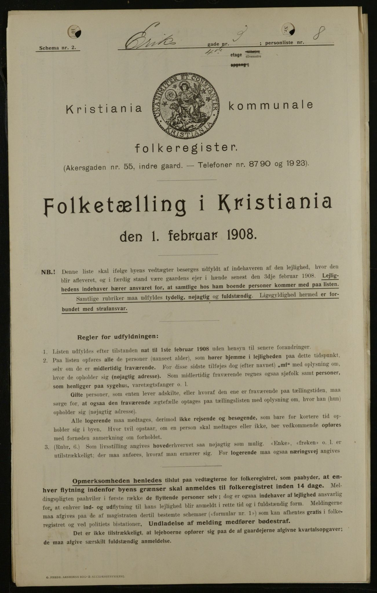 OBA, Municipal Census 1908 for Kristiania, 1908, p. 17988