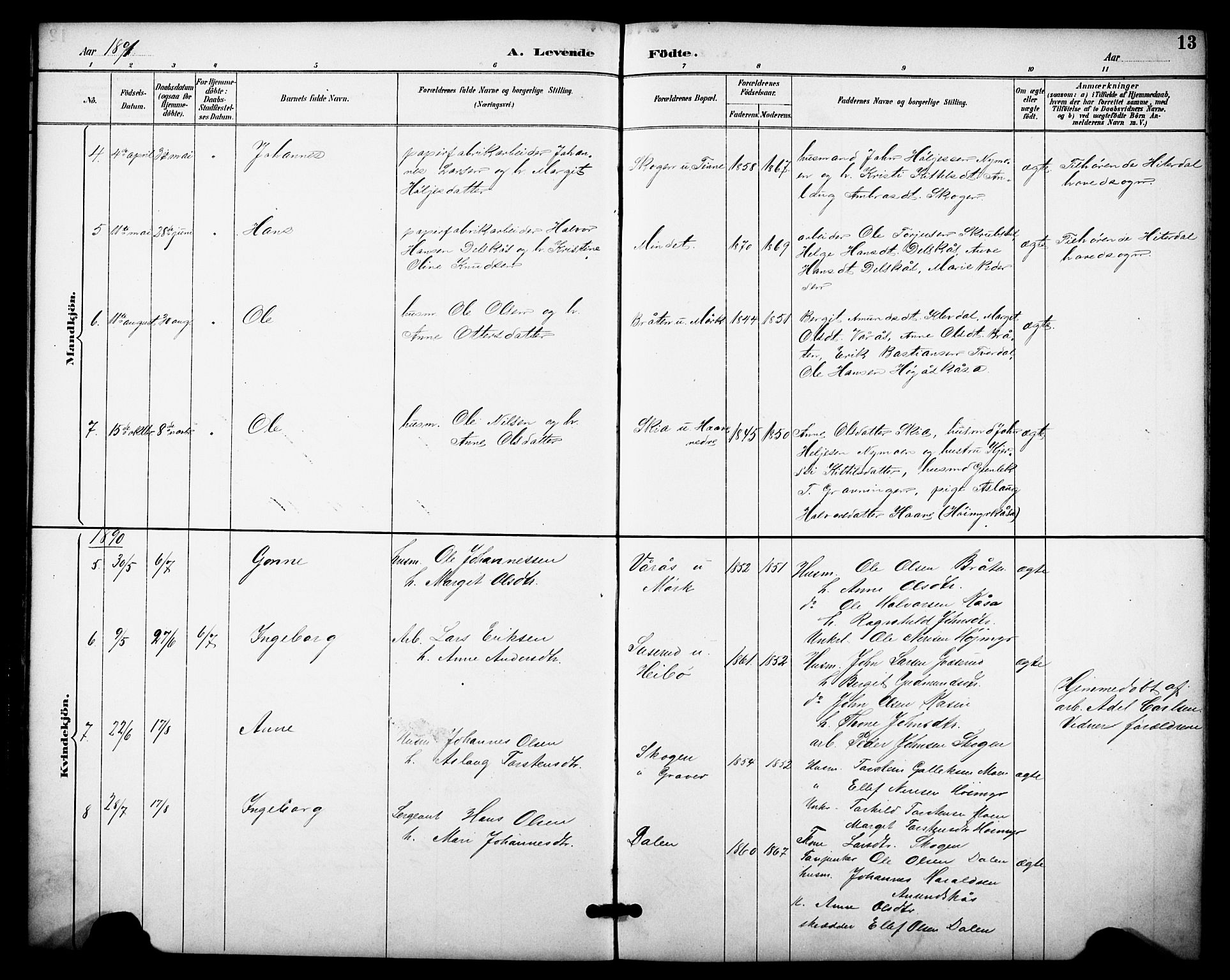 Heddal kirkebøker, SAKO/A-268/F/Fb/L0001: Parish register (official) no. II 1, 1884-1910, p. 13
