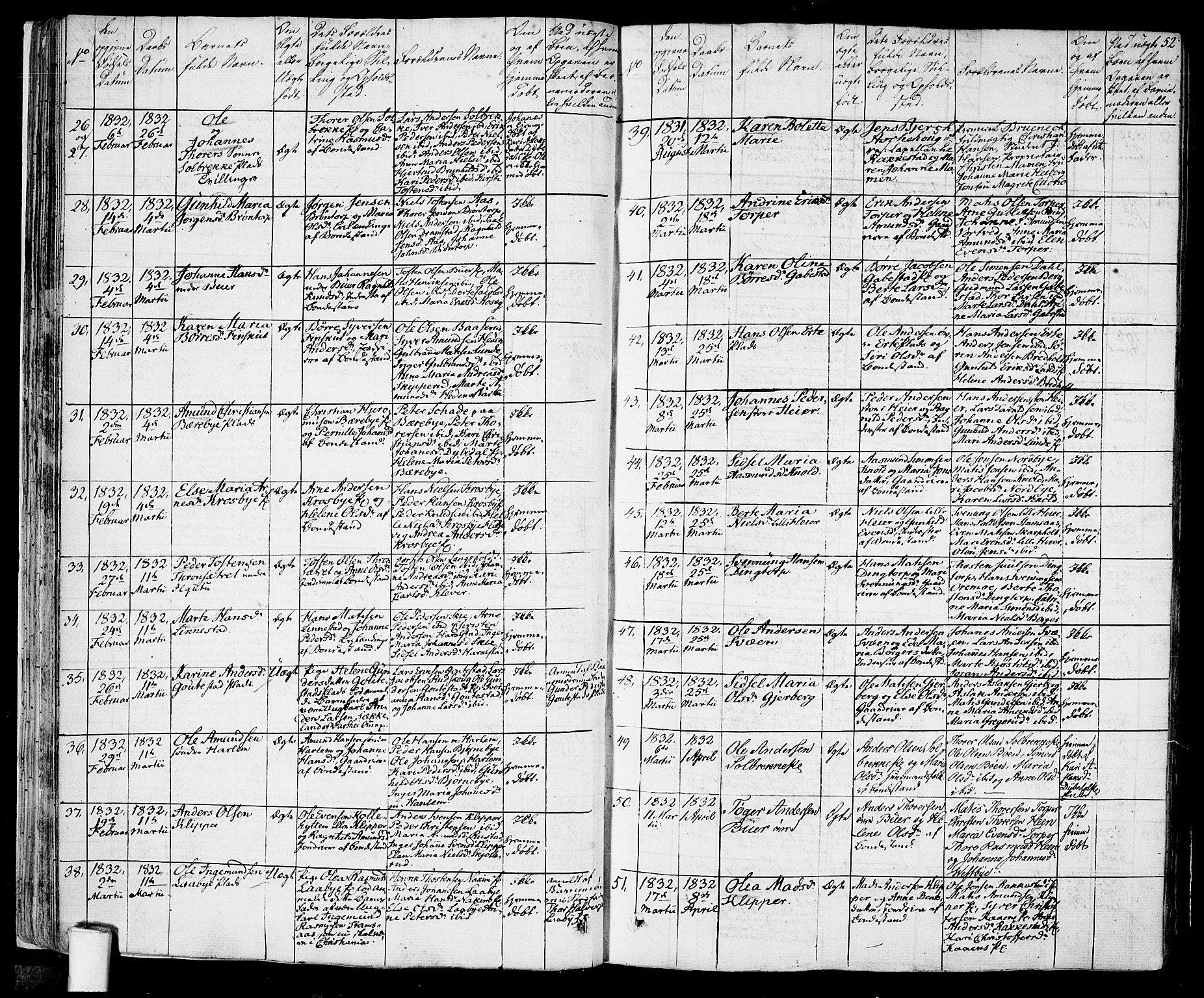 Rakkestad prestekontor Kirkebøker, SAO/A-2008/F/Fa/L0007: Parish register (official) no. I 7, 1825-1841, p. 52