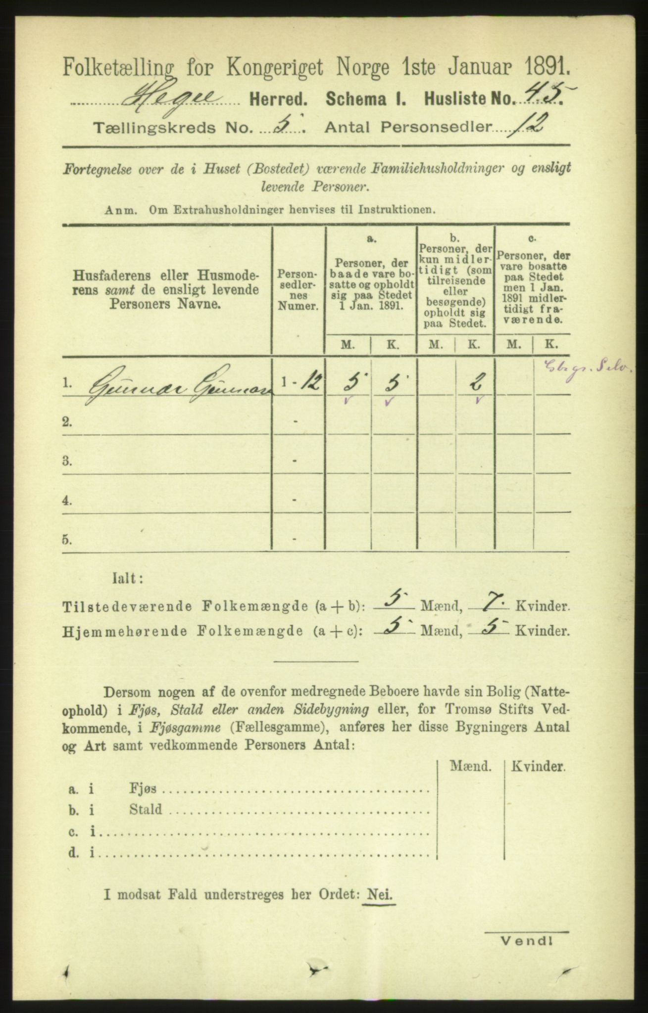 RA, 1891 census for 1712 Hegra, 1891, p. 2002