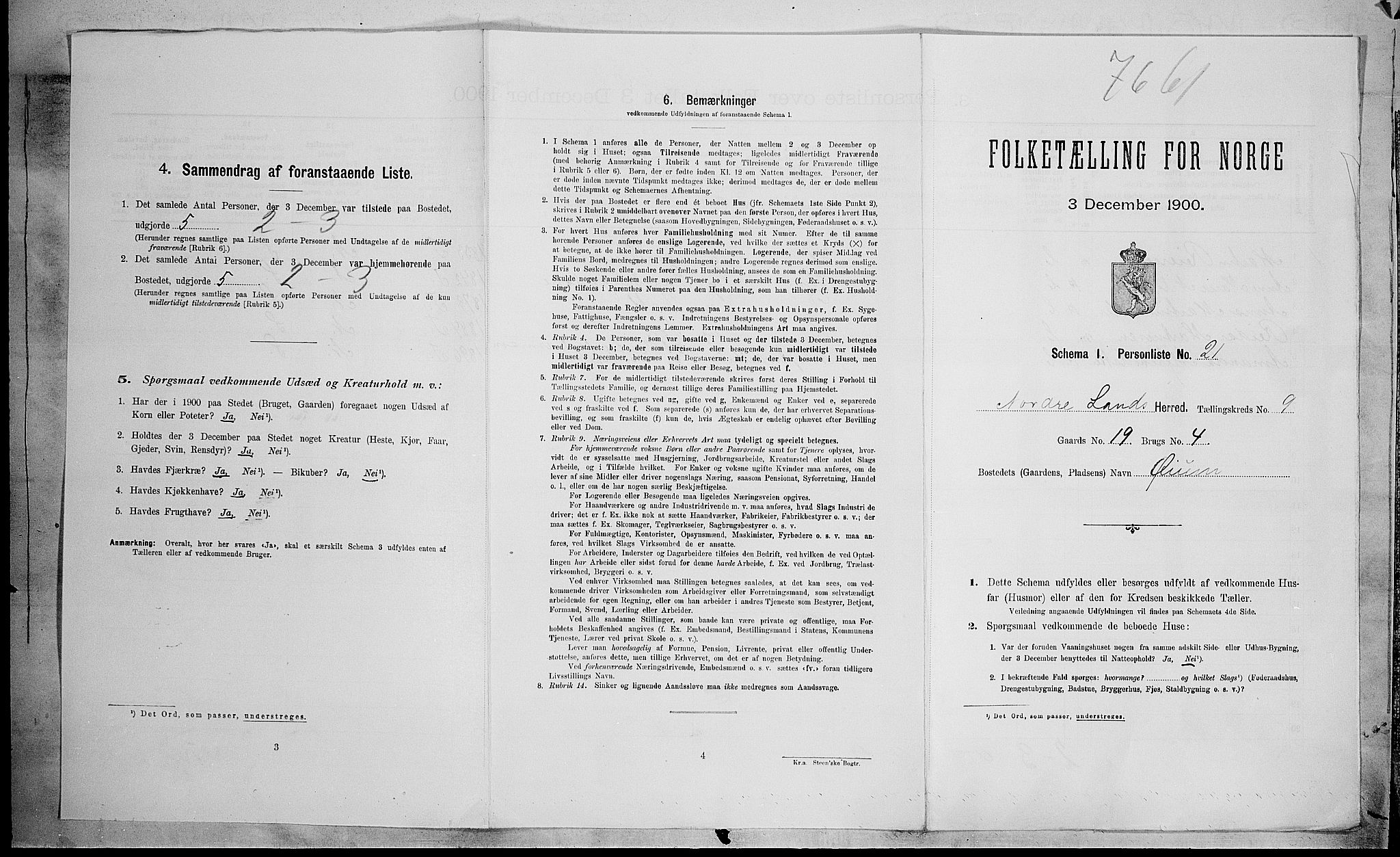 SAH, 1900 census for Nordre Land, 1900, p. 1179