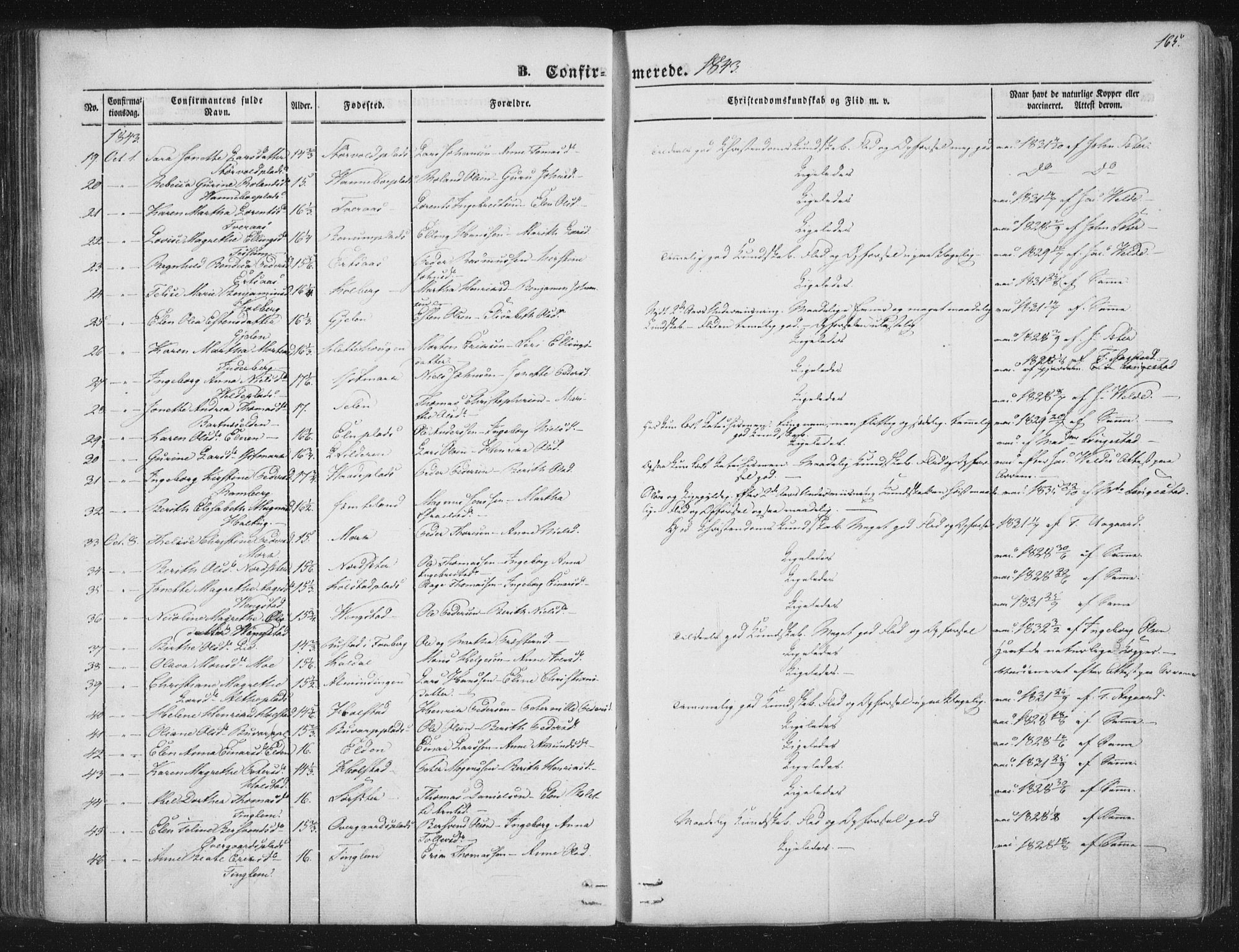 Ministerialprotokoller, klokkerbøker og fødselsregistre - Nord-Trøndelag, AV/SAT-A-1458/741/L0392: Parish register (official) no. 741A06, 1836-1848, p. 165