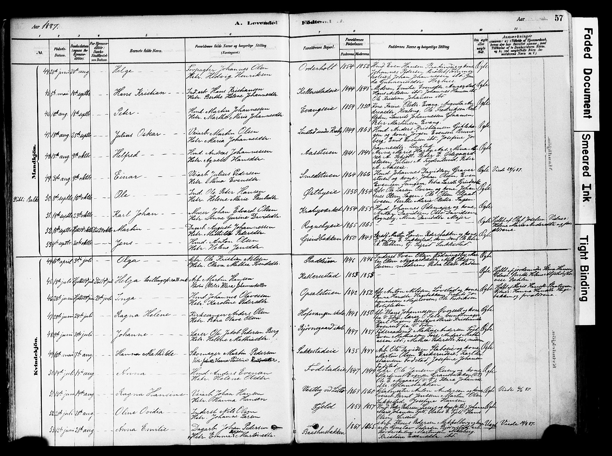 Østre Toten prestekontor, AV/SAH-PREST-104/H/Ha/Haa/L0006: Parish register (official) no. 6 /1, 1878-1896, p. 57