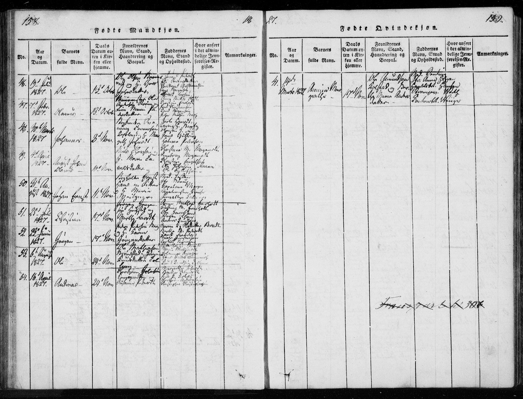 Kongsberg kirkebøker, AV/SAKO-A-22/F/Fa/L0008: Parish register (official) no. I 8, 1816-1839, p. 158-159