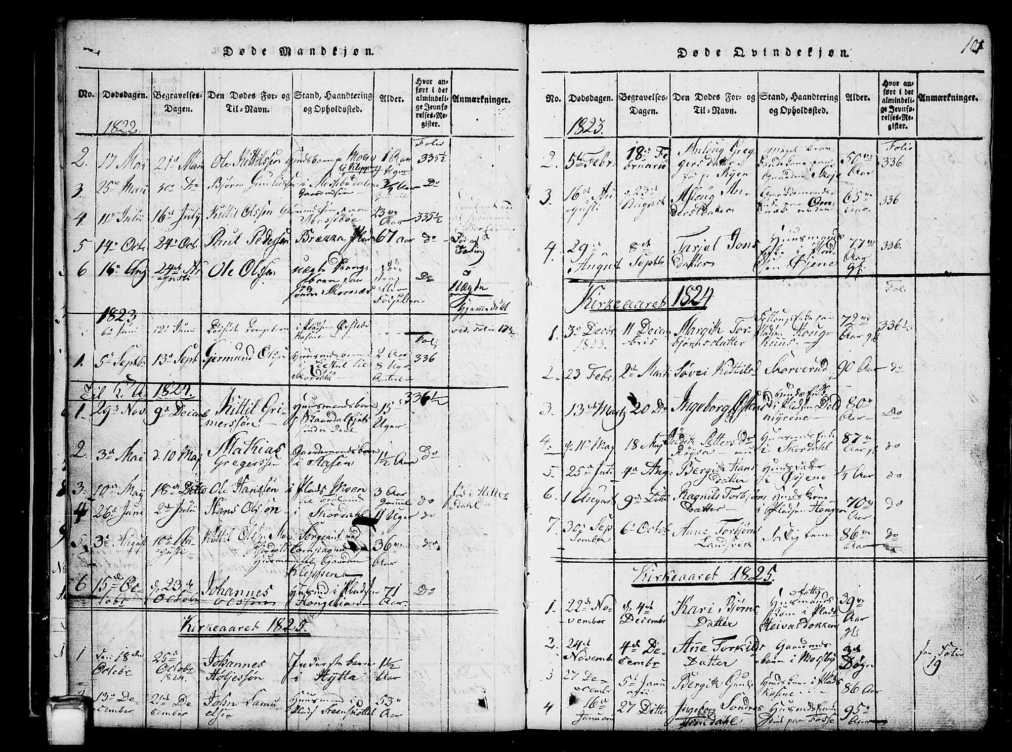 Hjartdal kirkebøker, SAKO/A-270/G/Gb/L0001: Parish register (copy) no. II 1, 1815-1842, p. 101