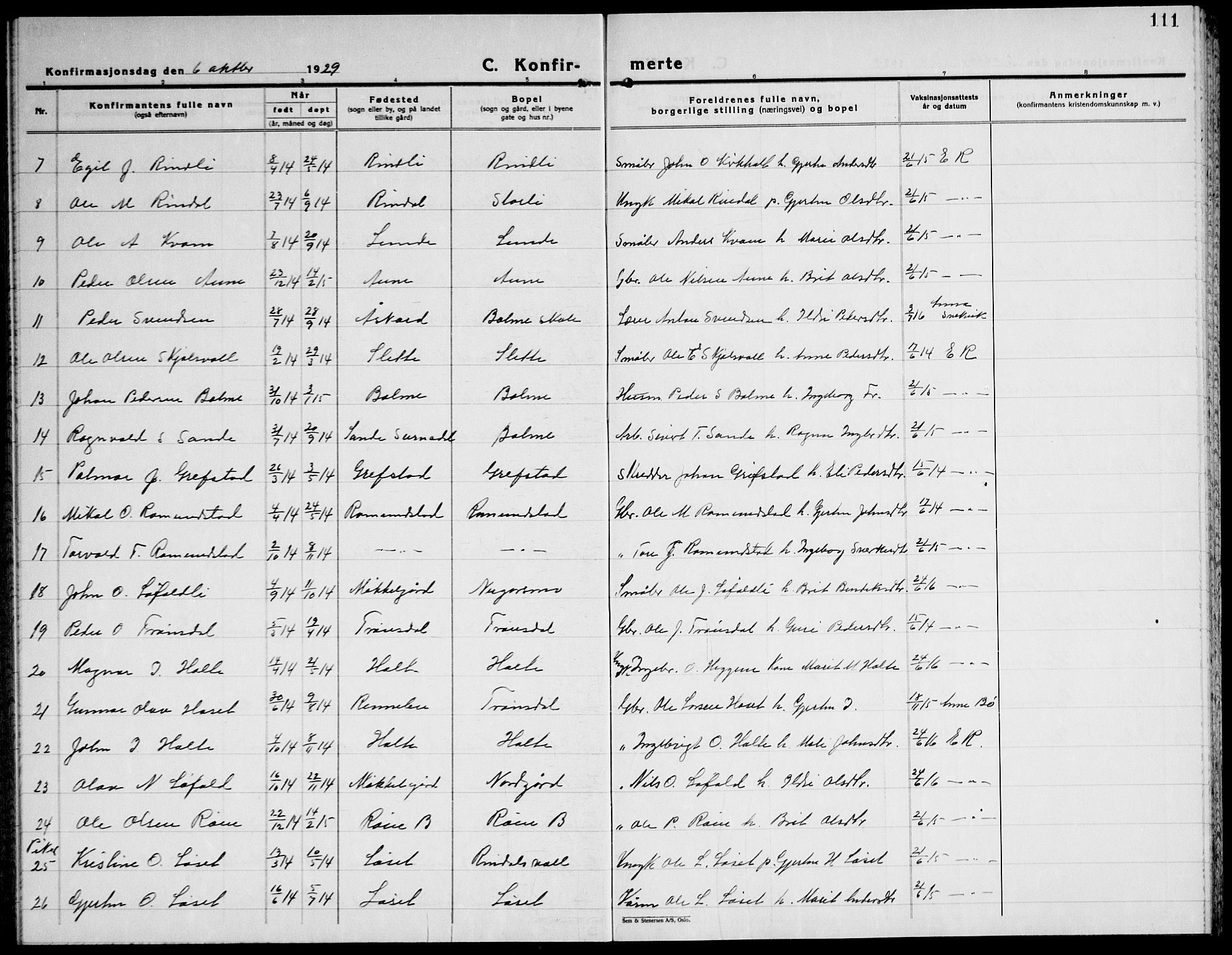 Ministerialprotokoller, klokkerbøker og fødselsregistre - Møre og Romsdal, SAT/A-1454/598/L1080: Parish register (copy) no. 598C05, 1927-1944, p. 111