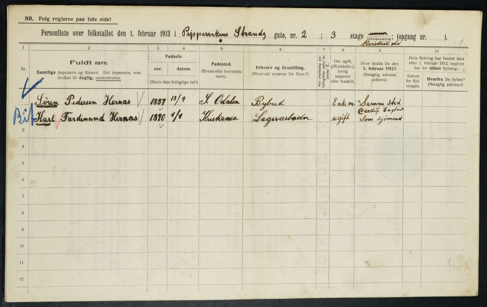 OBA, Municipal Census 1913 for Kristiania, 1913, p. 103779