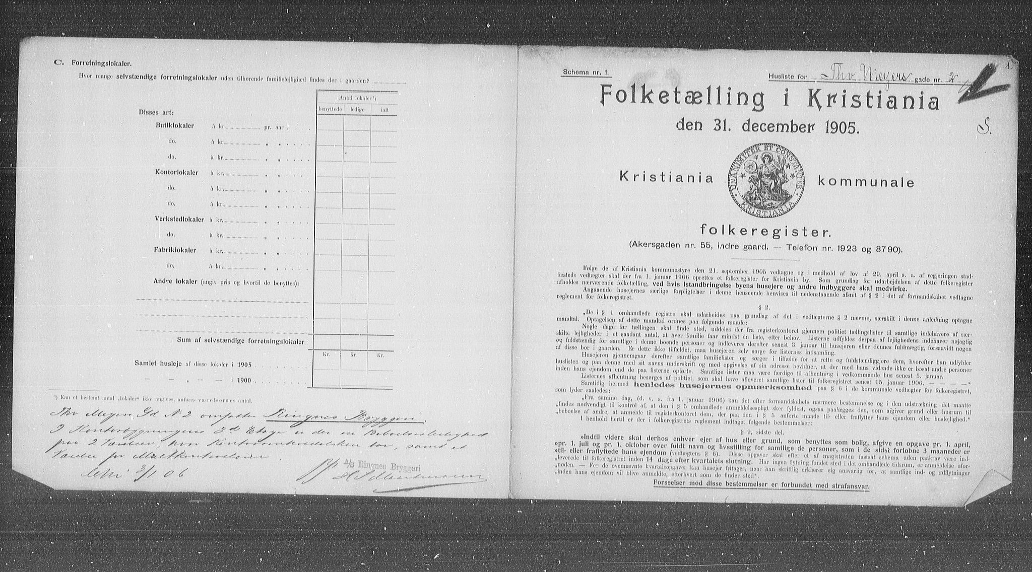 OBA, Municipal Census 1905 for Kristiania, 1905, p. 57343