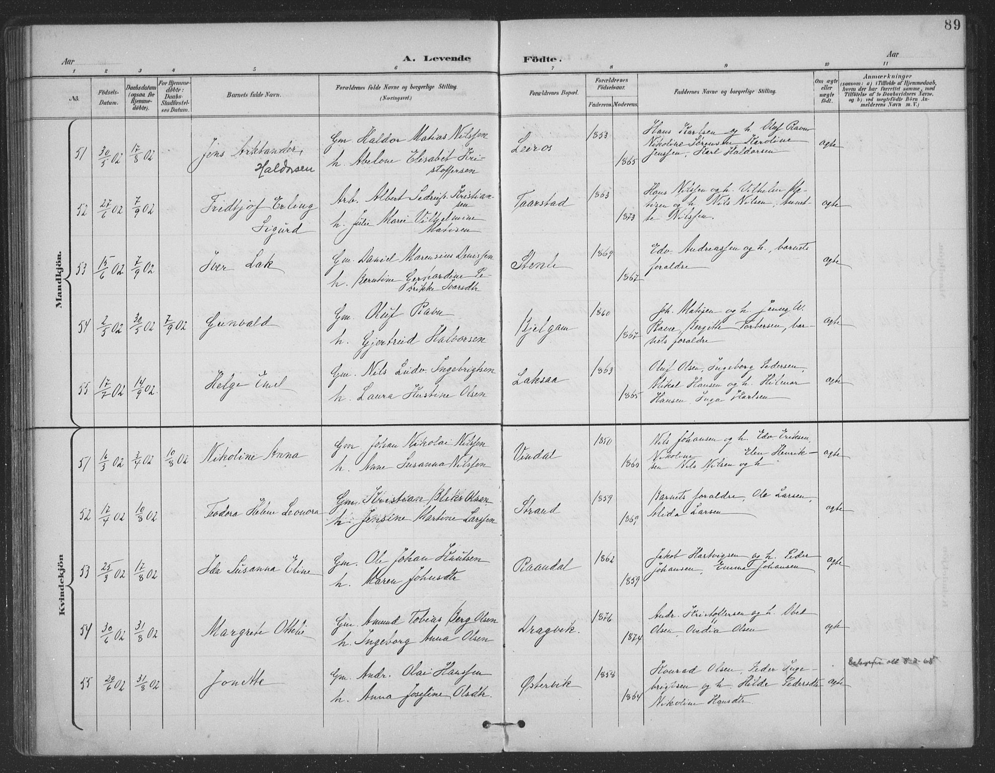 Ministerialprotokoller, klokkerbøker og fødselsregistre - Nordland, AV/SAT-A-1459/863/L0899: Parish register (official) no. 863A11, 1897-1906, p. 89