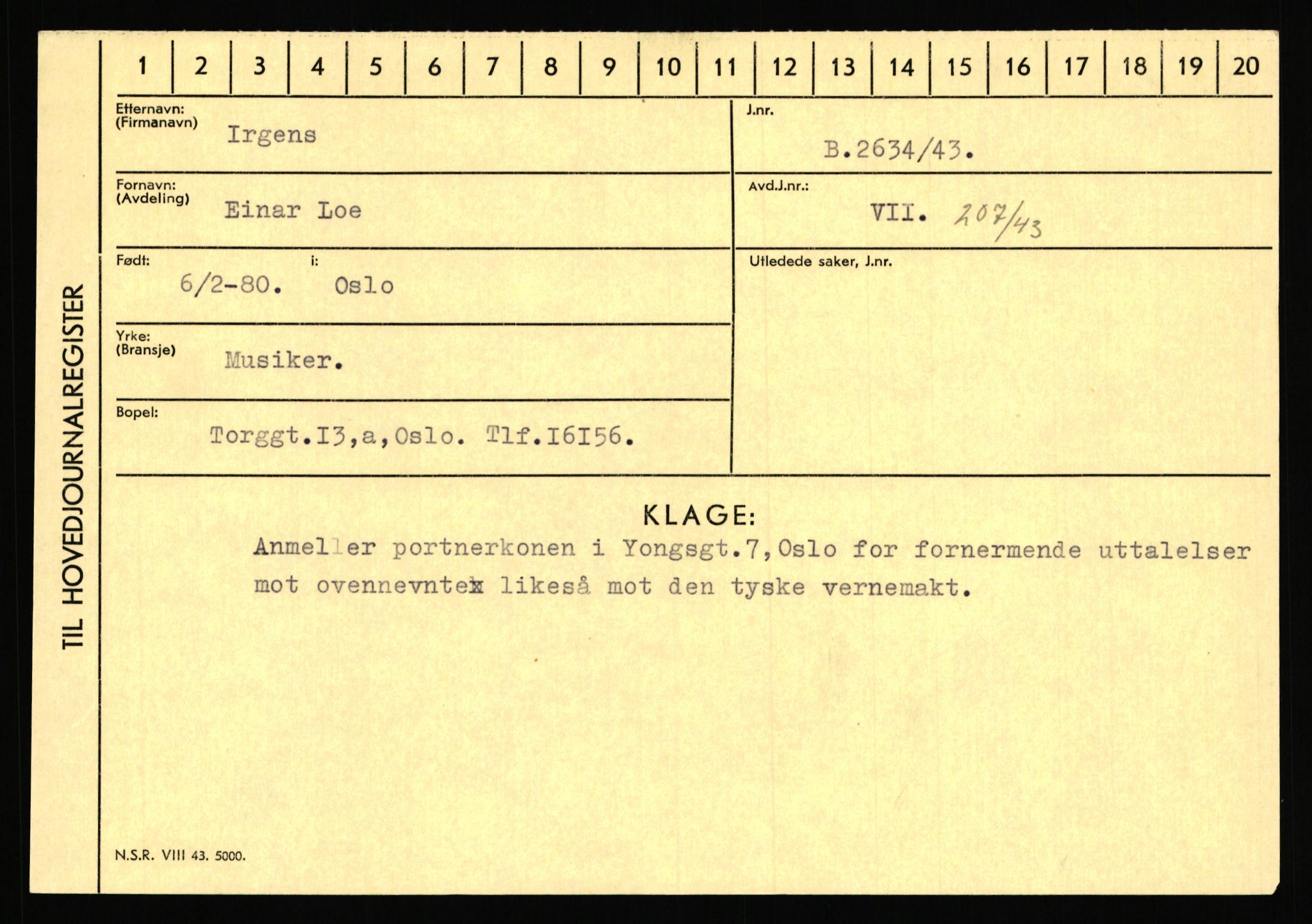 Statspolitiet - Hovedkontoret / Osloavdelingen, AV/RA-S-1329/C/Ca/L0007: Hol - Joelsen, 1943-1945, p. 2454