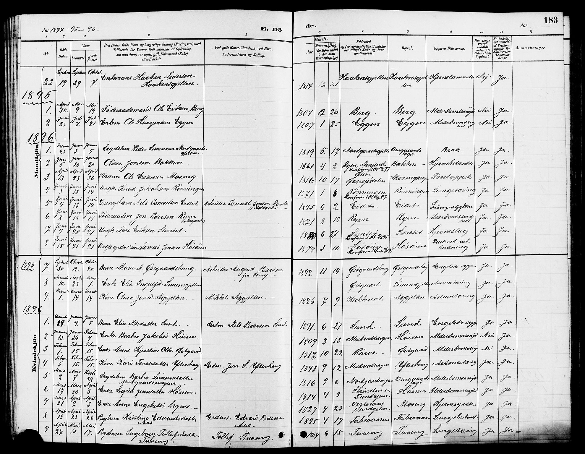 Tolga prestekontor, AV/SAH-PREST-062/L/L0008: Parish register (copy) no. 8, 1887-1912, p. 183